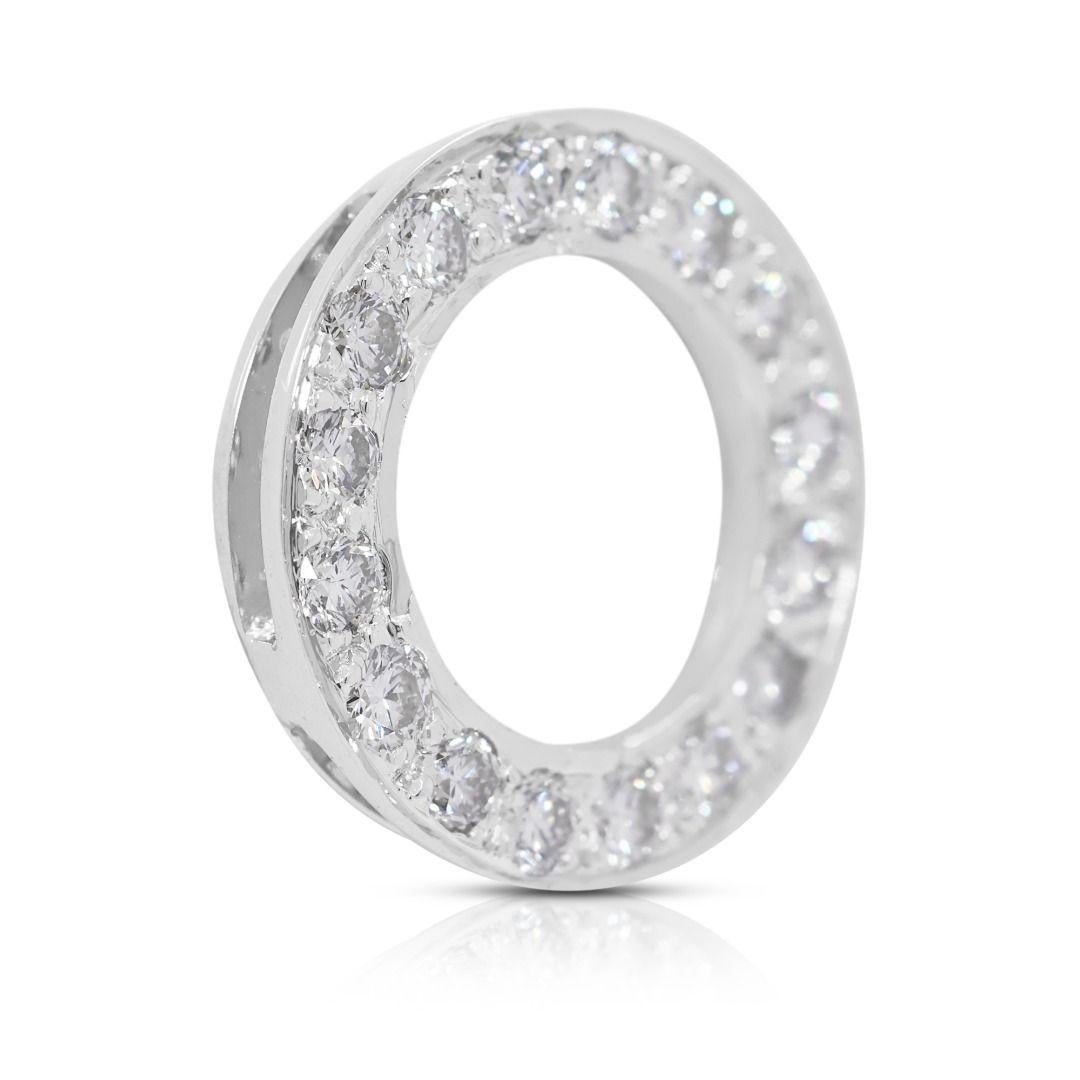 Round Cut Classic 0.4ct Natural Diamond Pendant in 18K White Gold For Sale