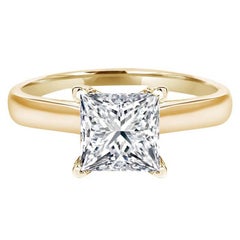 D Flawless GIA Classic Princess Cut Diamond Engagement Platinum 950