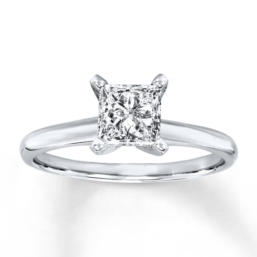 Aesthetic Movement Classic 0.50 Carat Princess Cut Diamond Engagement 14 Karat White Gold Ring For Sale
