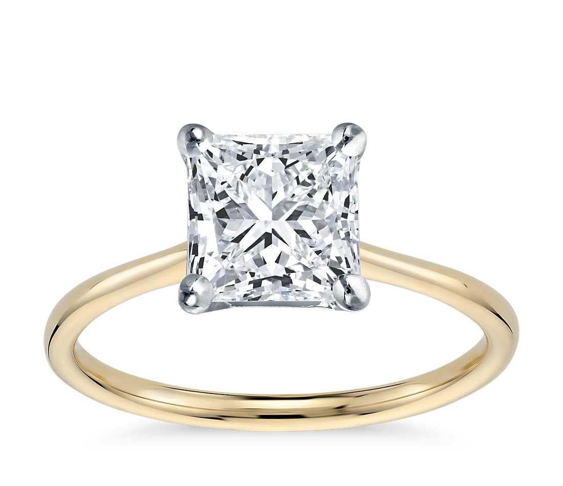Classic 0.50 Carat Princess Cut Diamond Engagement 14 Karat White Gold Ring In New Condition For Sale In Tarzana, CA
