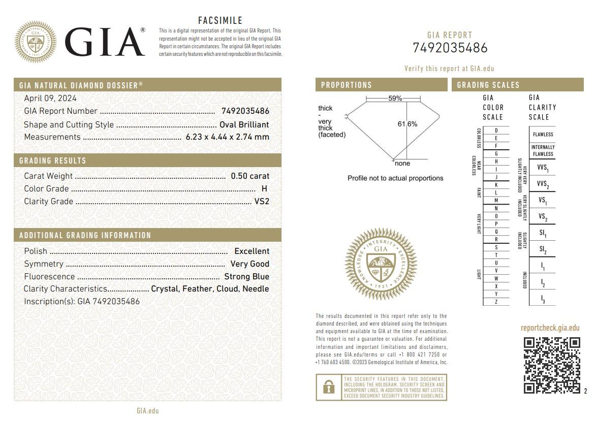 Classic 0.50ct Ideal Cut Oval Diamond - GIA Certified

Add a touch of elegance to your collection with this 0.50-carat oval diamond. Certified by GIA, attesting to its authenticity and value. The oval shape enhances its brilliance and makes it a
