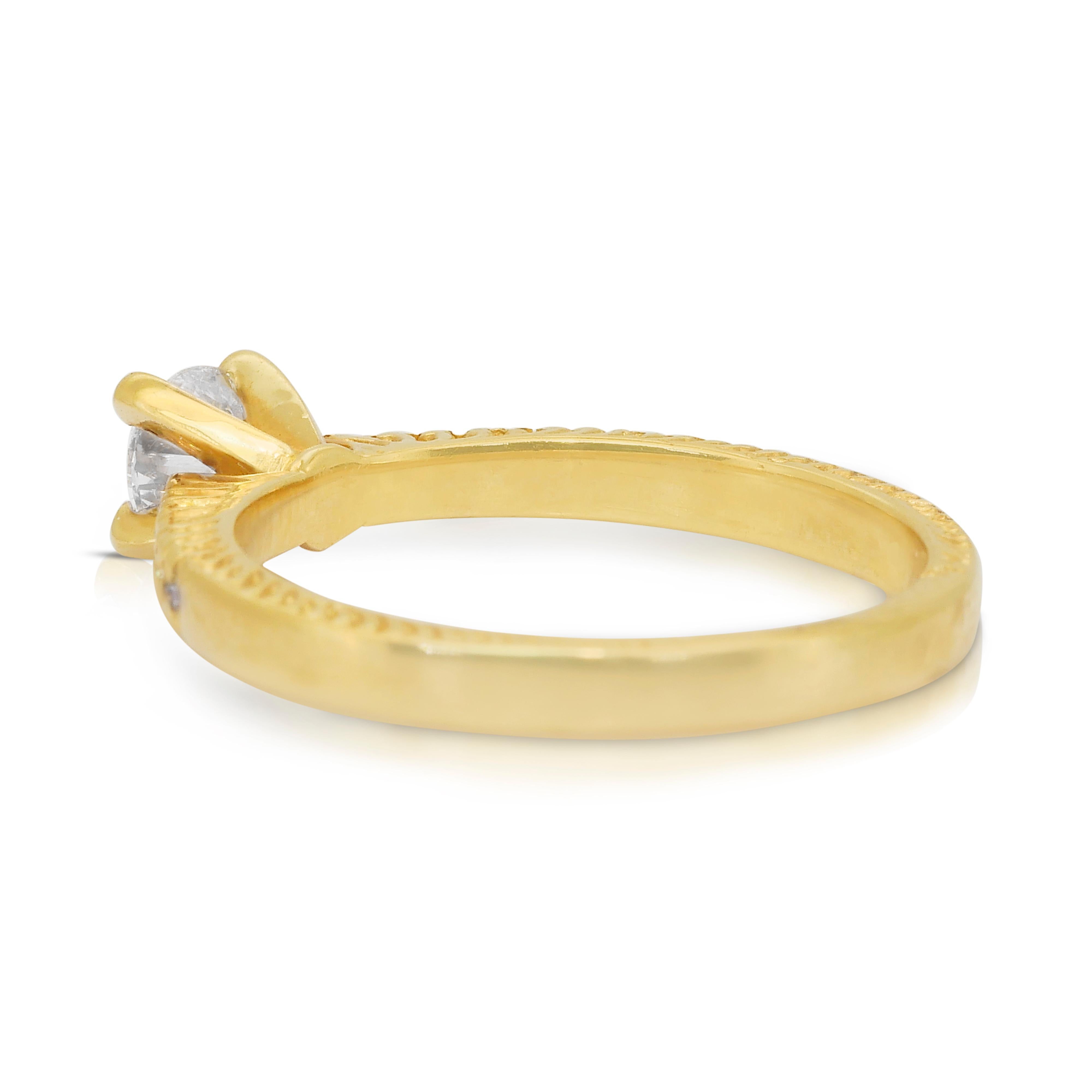 Classic 0.52ct Diamonds Pave Ring in 14k Yellow Gold - IGI Certified In New Condition In רמת גן, IL