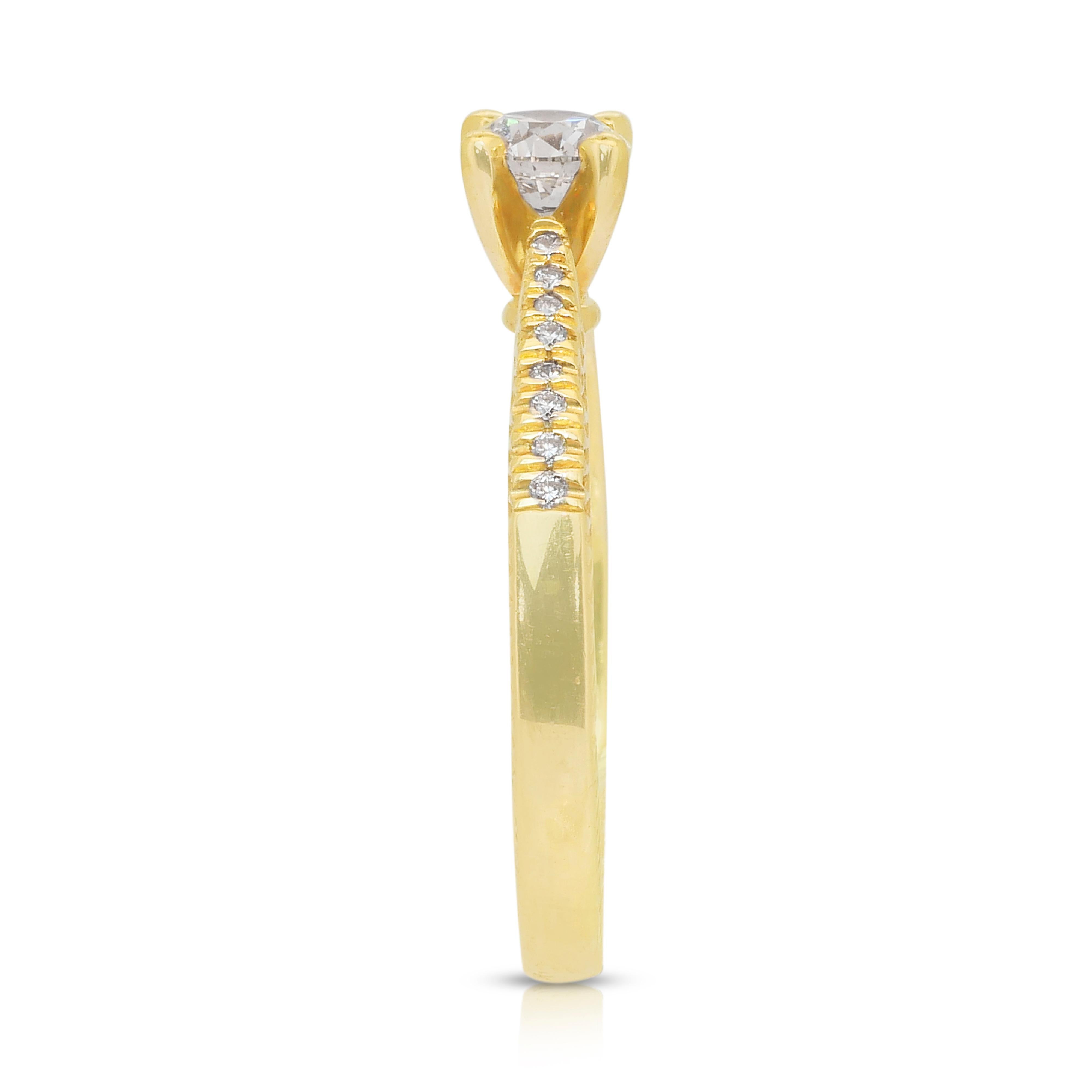 Classic 0.52ct Diamonds Pave Ring in 14k Yellow Gold - IGI Certified 1