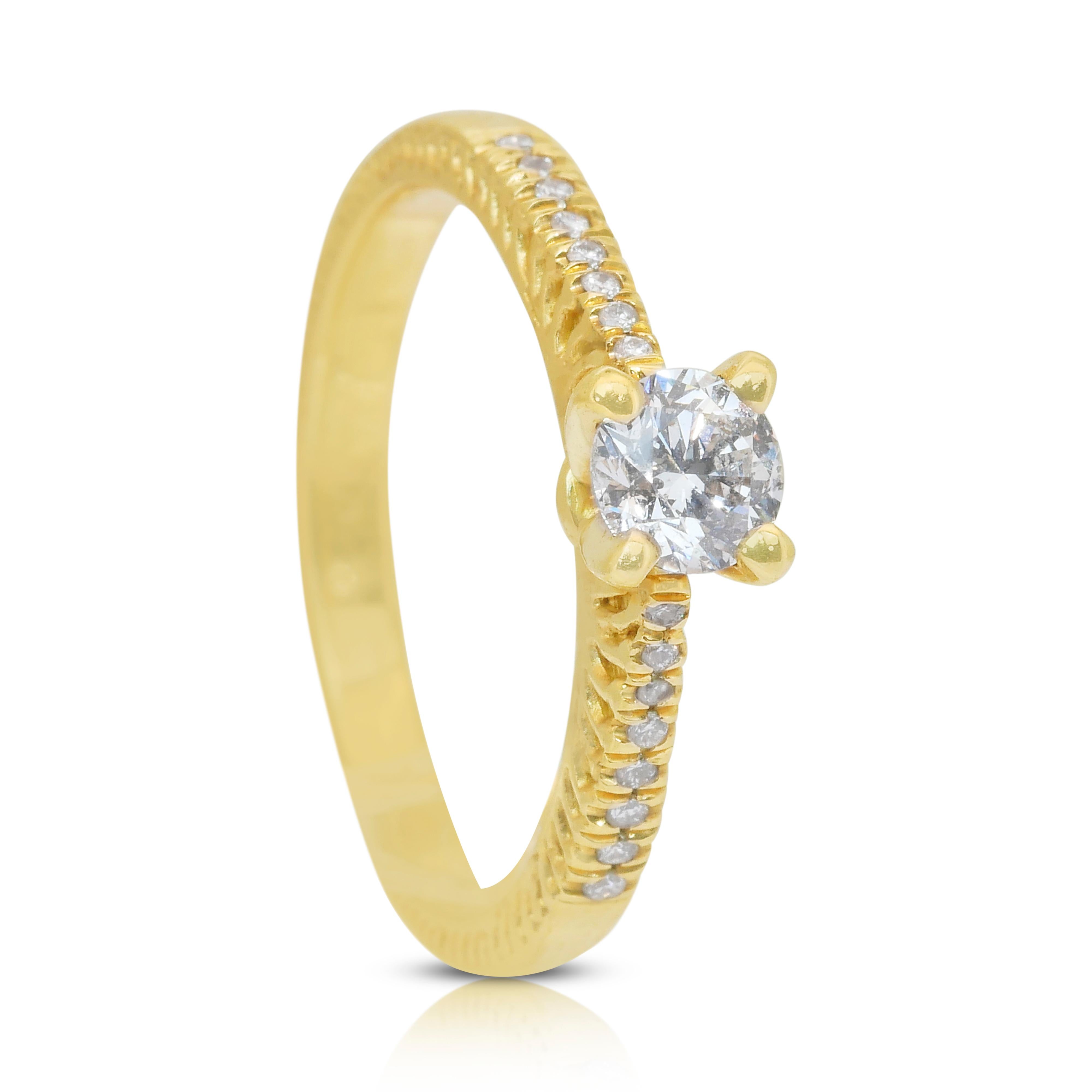Classic 0.52ct Diamonds Pave Ring in 14k Yellow Gold - IGI Certified 2