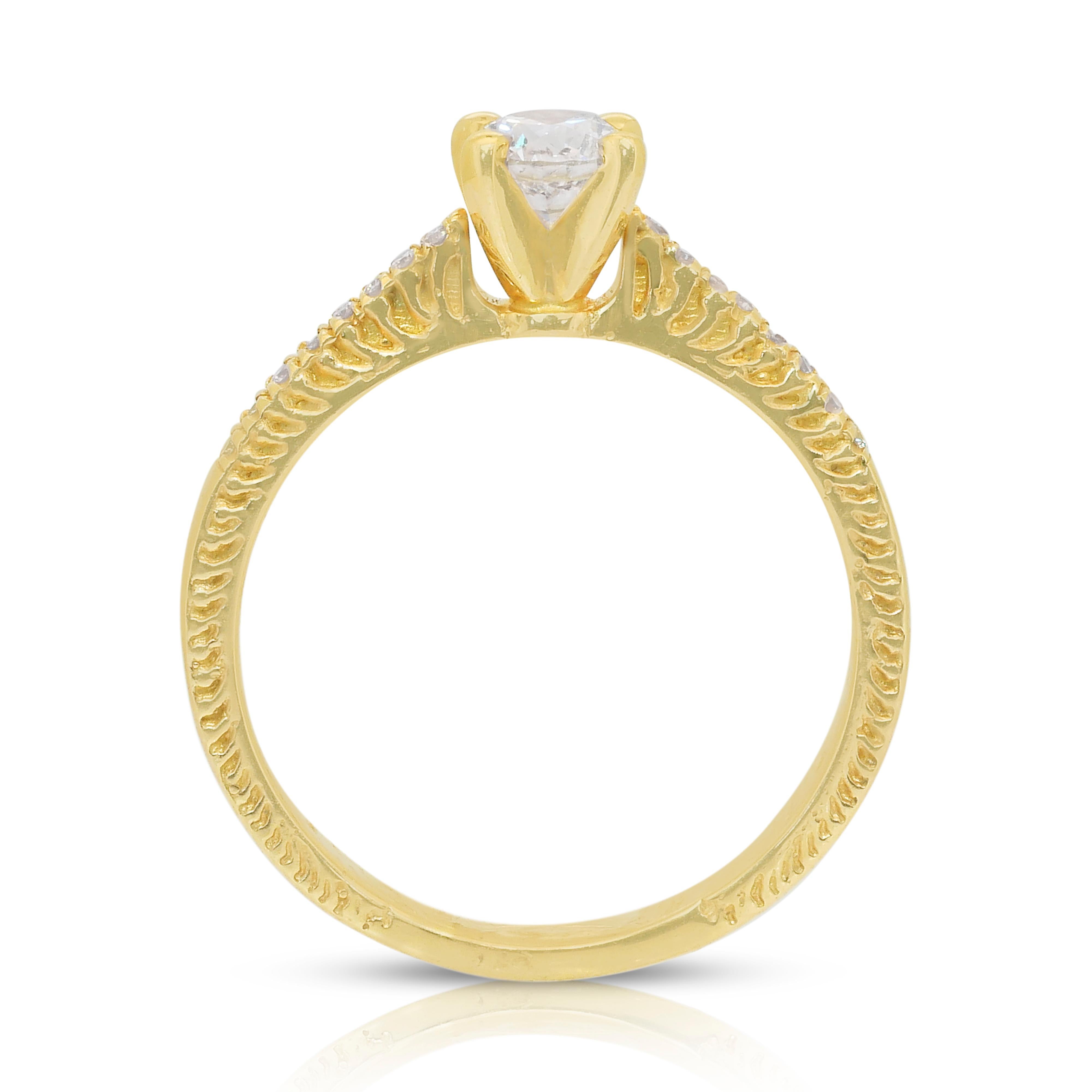 Classic 0.52ct Diamonds Pave Ring in 14k Yellow Gold - IGI Certified 3