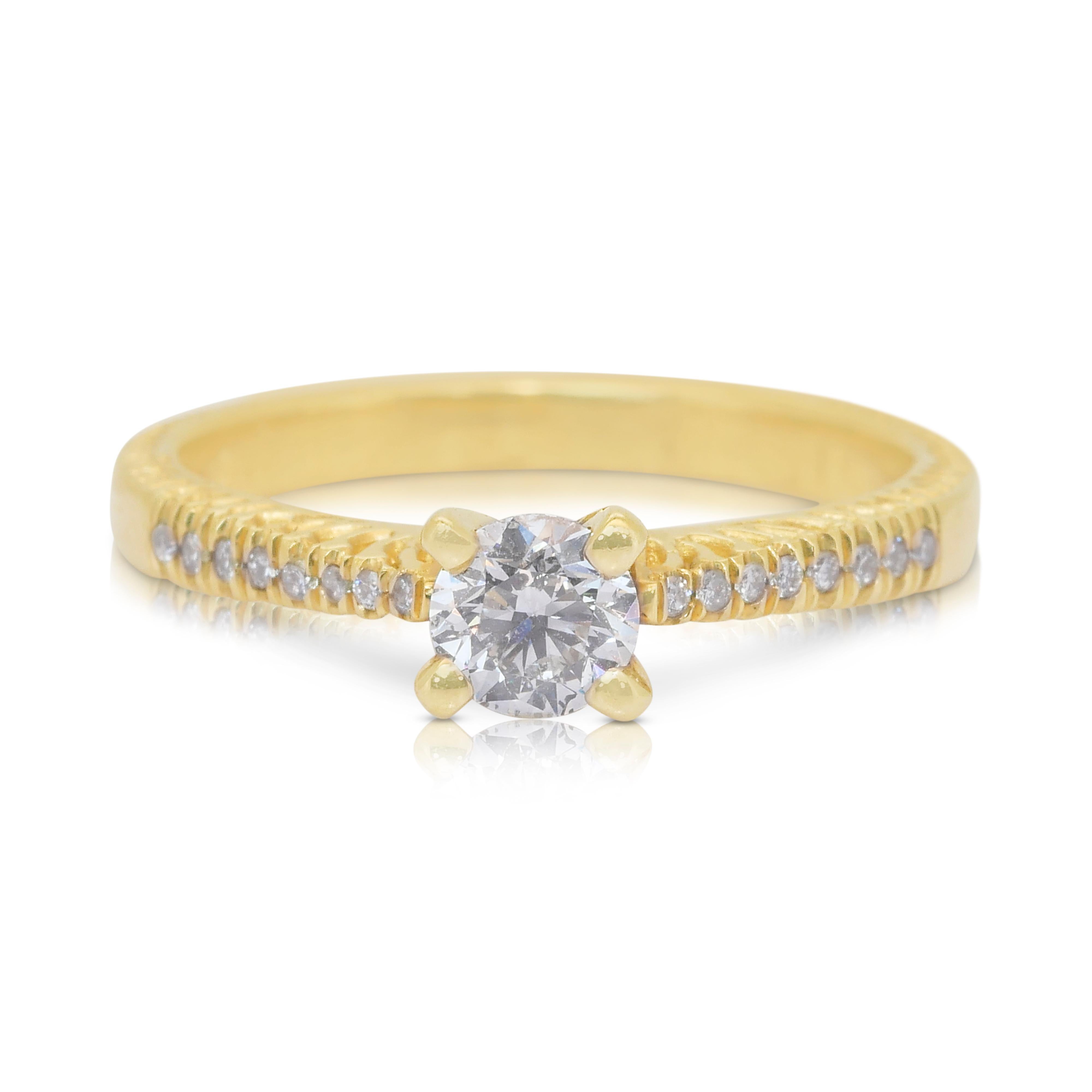Classic 0.52ct Diamonds Pave Ring in 14k Yellow Gold - IGI Certified 4