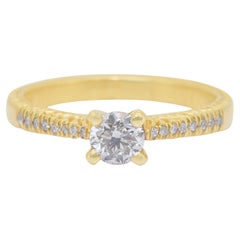 Classic 0.52ct Diamonds Pave Ring in 14k Yellow Gold - IGI Certified