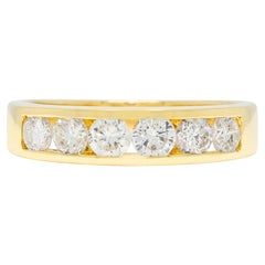 Classic 0.52ct Natural Diamond Round Brilliant Channel Band in 18K Yellow Gold