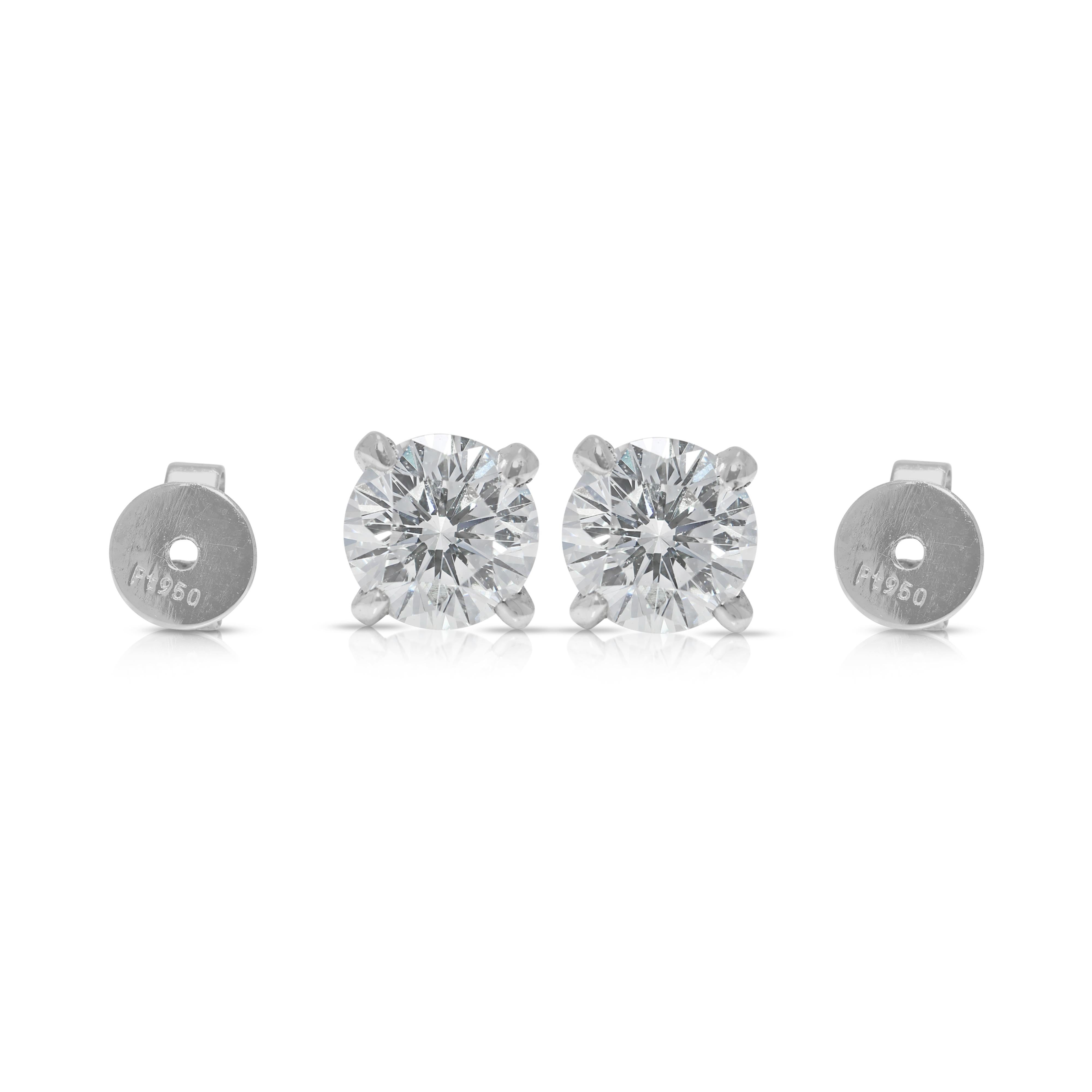 Classic 0.54ct Natural Diamond Stud Earrings in 18K White Gold For Sale 2