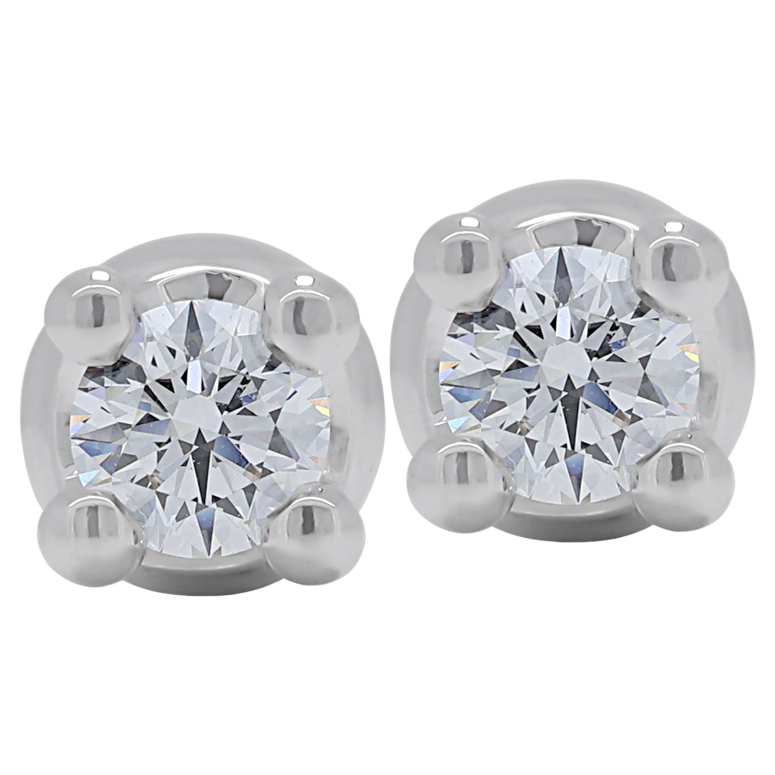 Classic 0.66ct Diamond Stud Earrings in 18K White Gold For Sale