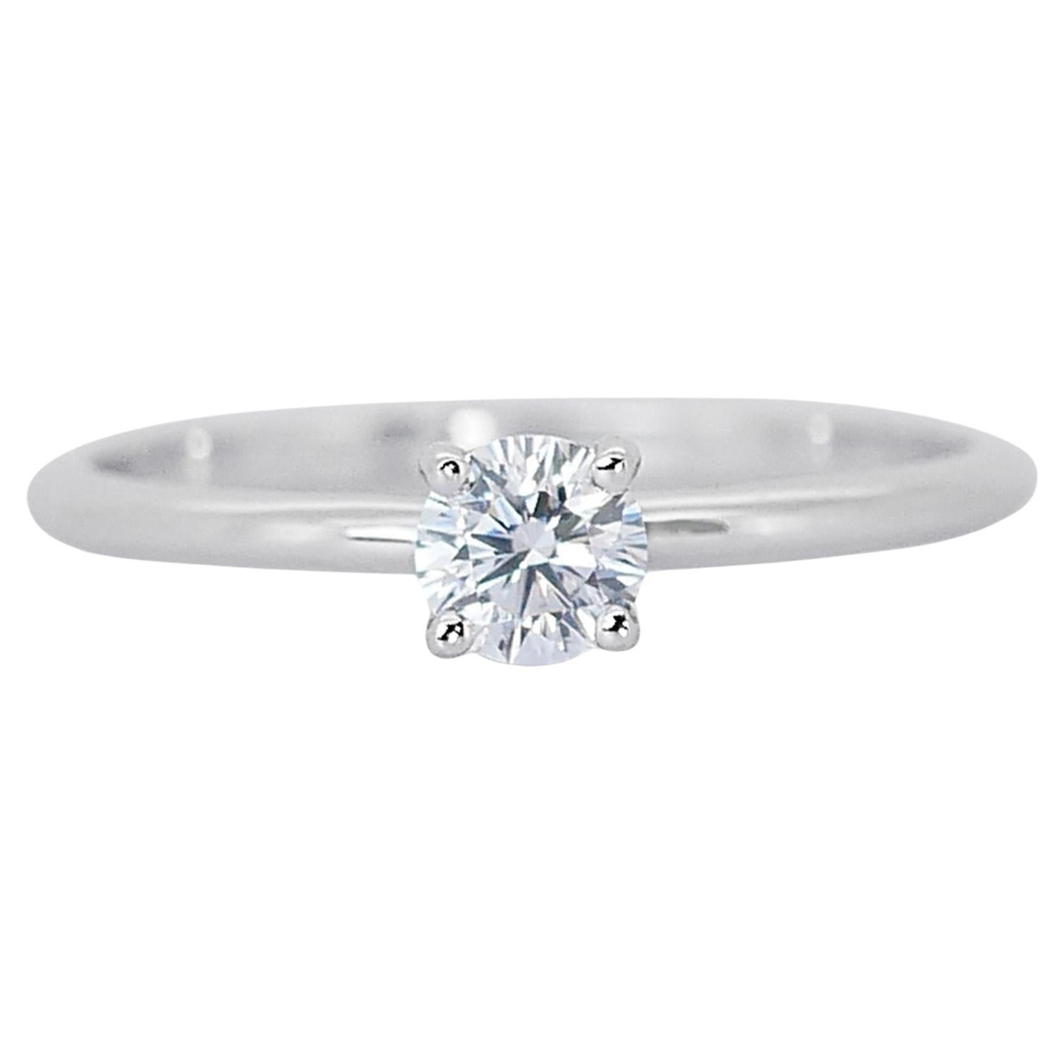 Classic 0.70ct Diamond Solitaire Ring in 18k White Gold - GIA Certified For Sale