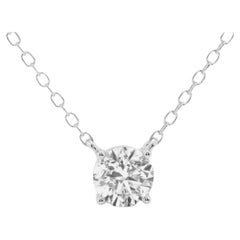 Classic 0.71ct Triple Excellent Ideal Cut Diamond Necklace in 18k White Gold 