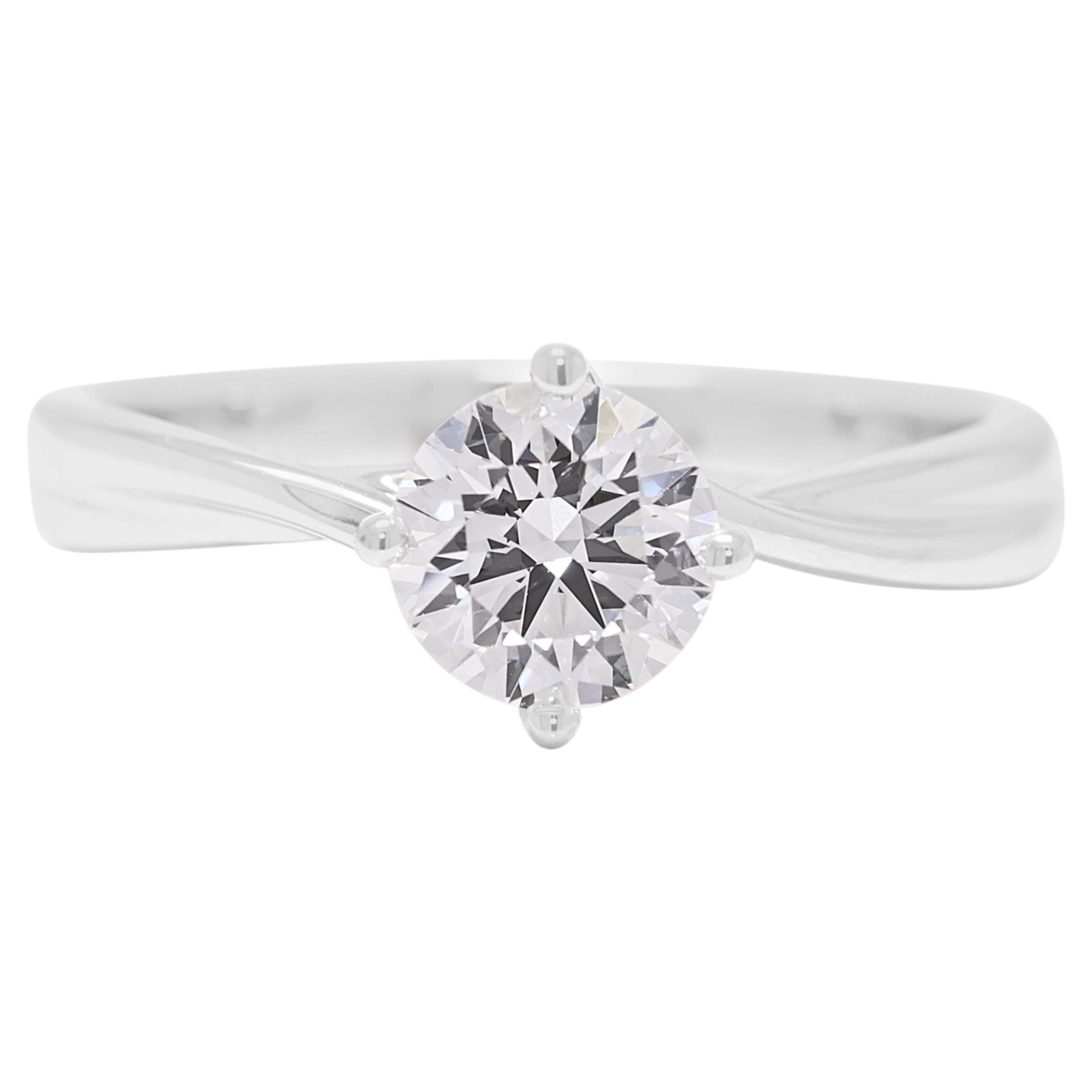 Classic 0.73ct Lab Diamond Solitaire Ring in 18K White Gold - IGI Certified