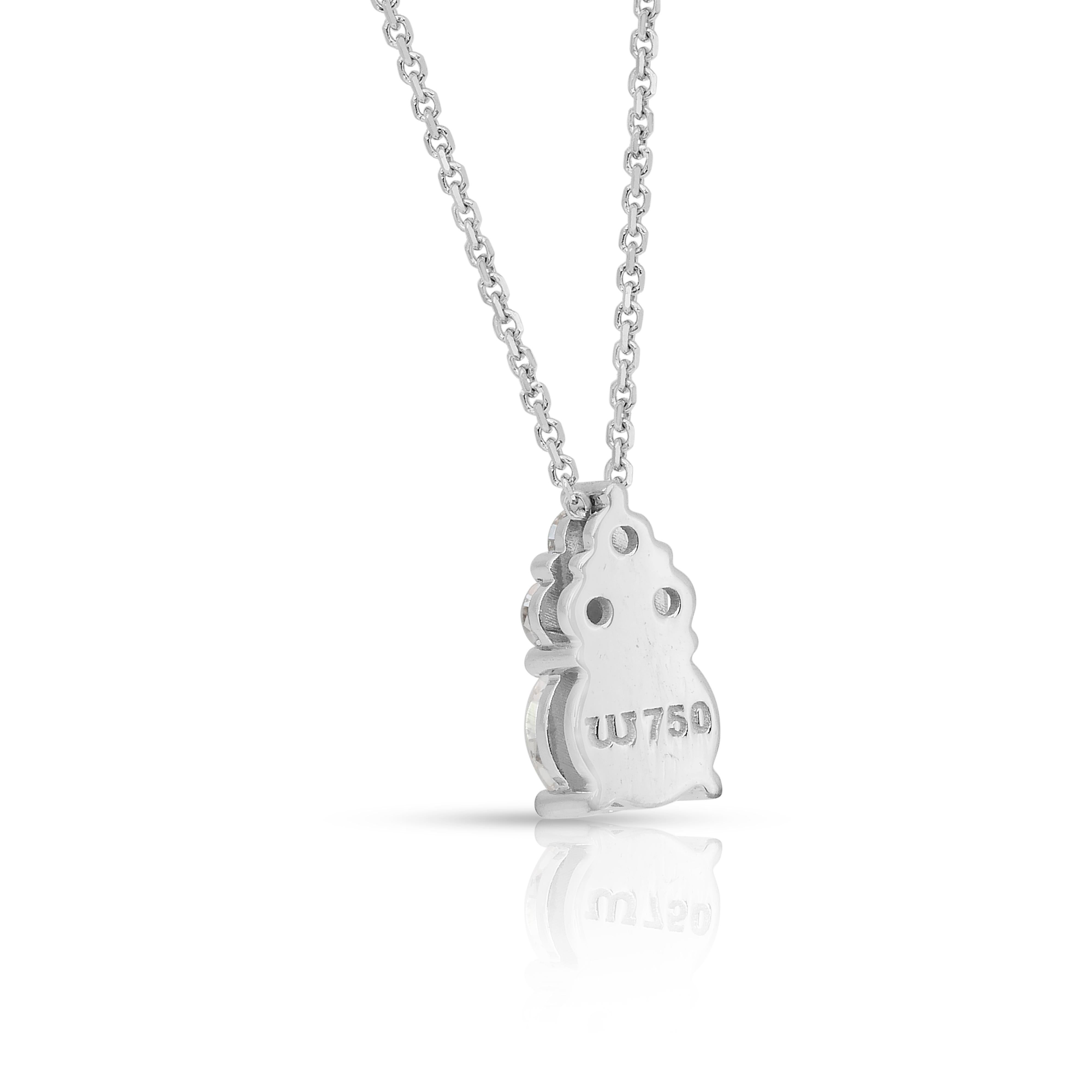 Collier classique de 0,74ct de diamants avec pendentif en or blanc 18k - certifié IGI en vente 2