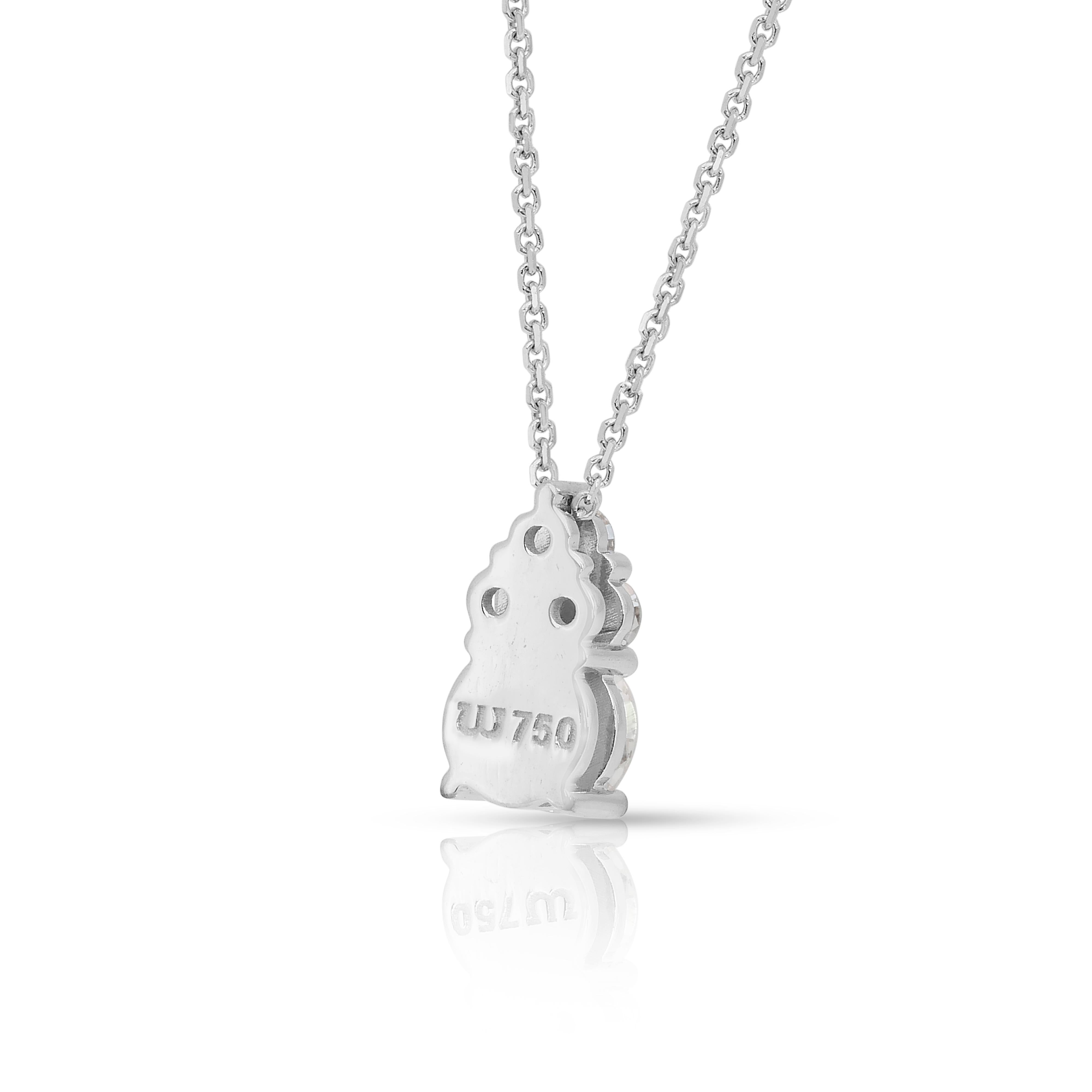 Collier classique de 0,74ct de diamants avec pendentif en or blanc 18k - certifié IGI en vente 3