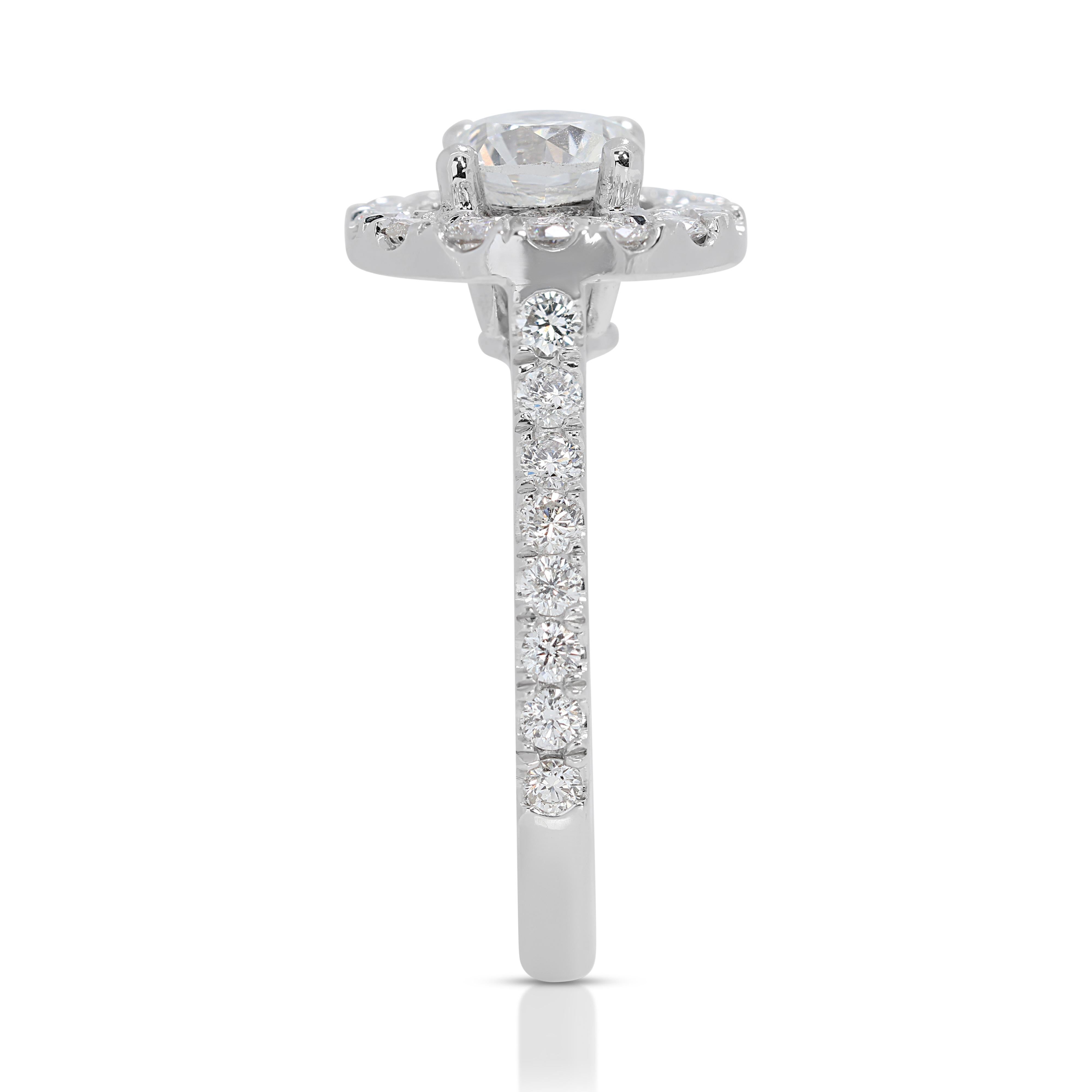 Classic 0.80ct Diamond Pave Ring in 18K White Gold For Sale 1