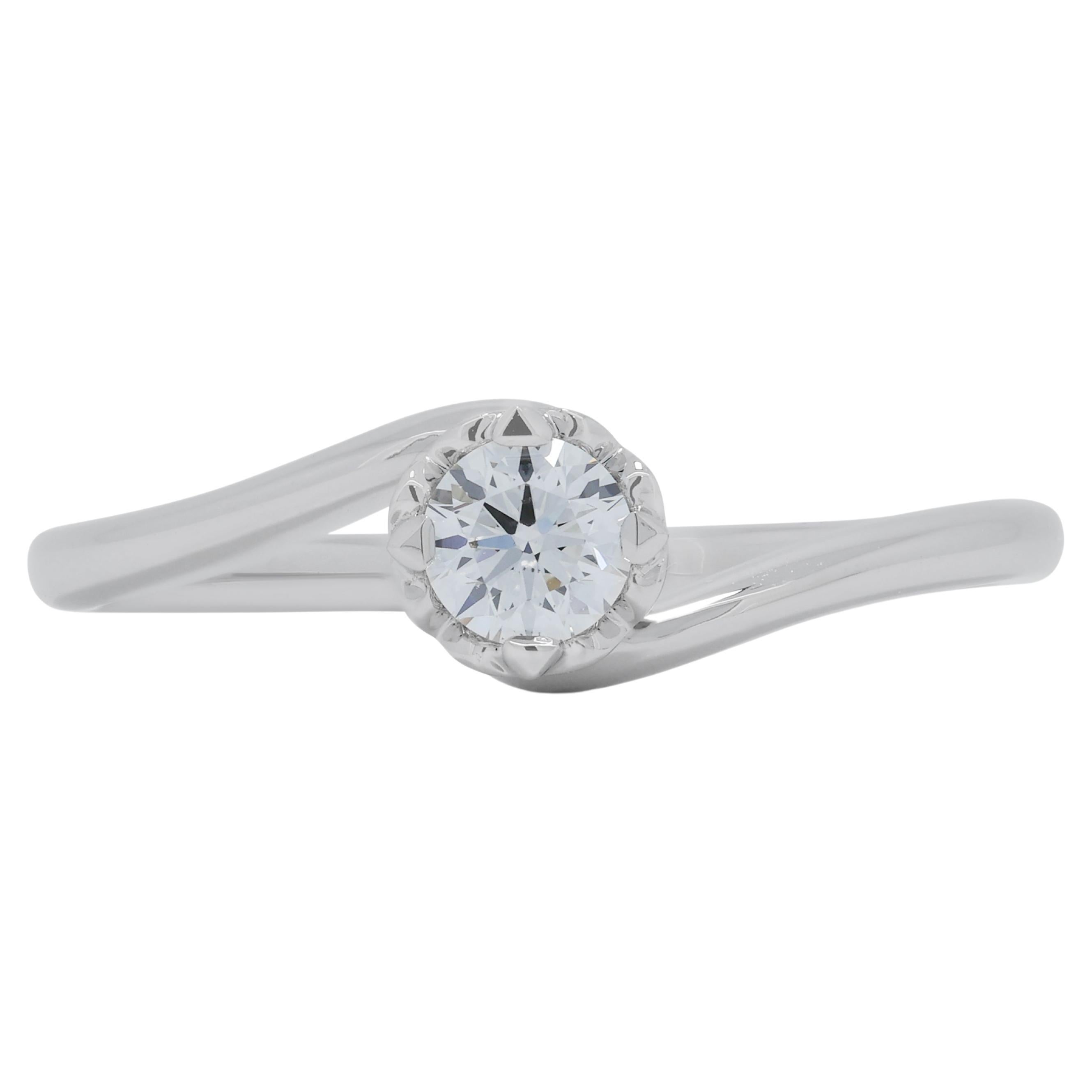 Classic 0.18ct Diamond Ring in 18K White Gold  For Sale