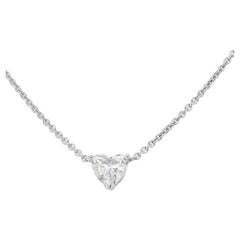 Classic 0.80ct Heart-Shaped Diamond Solitaire Necklace in 18k White Gold - GIA
