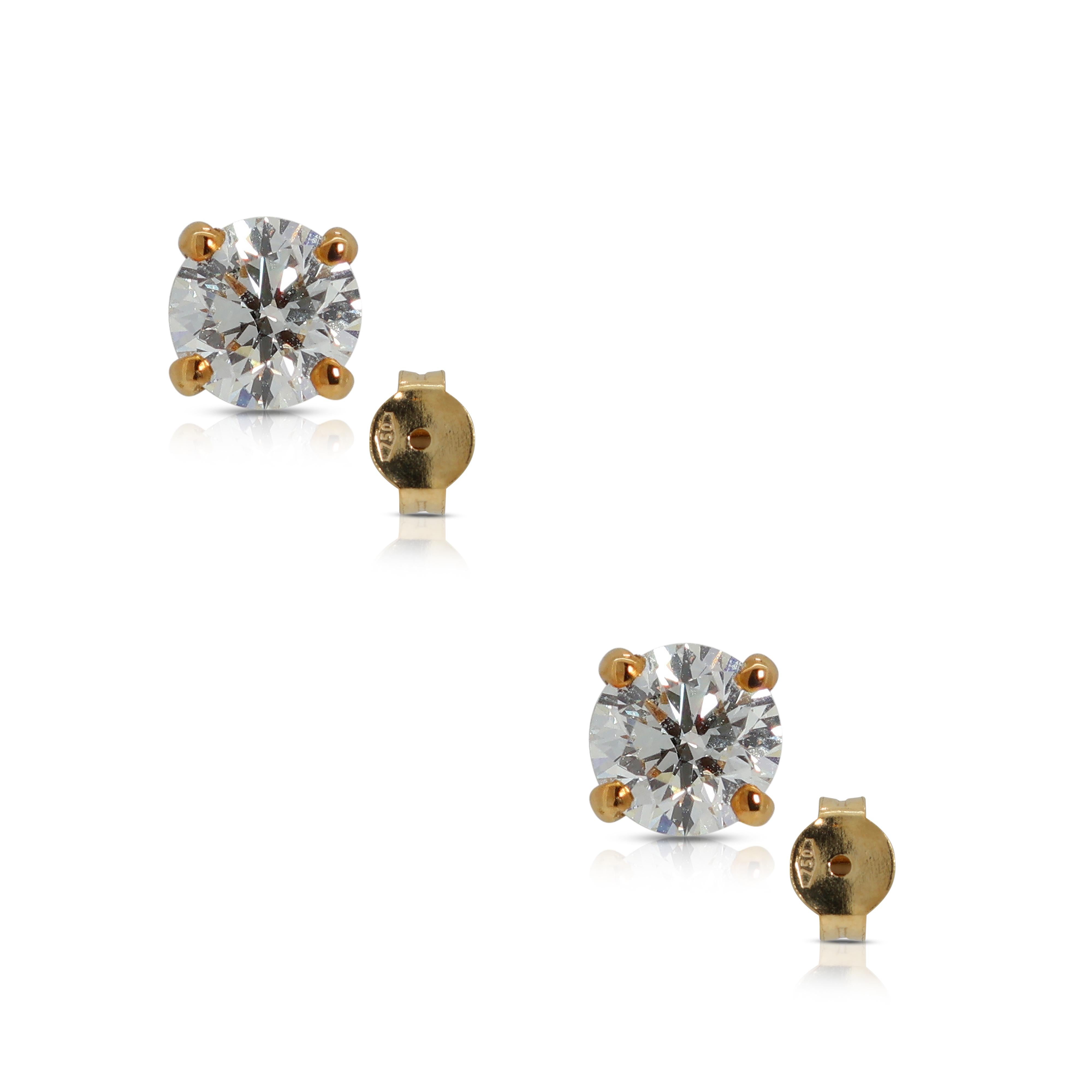Boucles d'oreilles classiques en or jaune 18 carats avec AIG et diamant naturel de 0,80 ct en vente 2