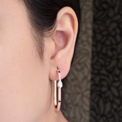 Dainty SI/H Pear Cut Diamond Hoop Earrings Bridesmaid Gift 18 Karat Rose Gold