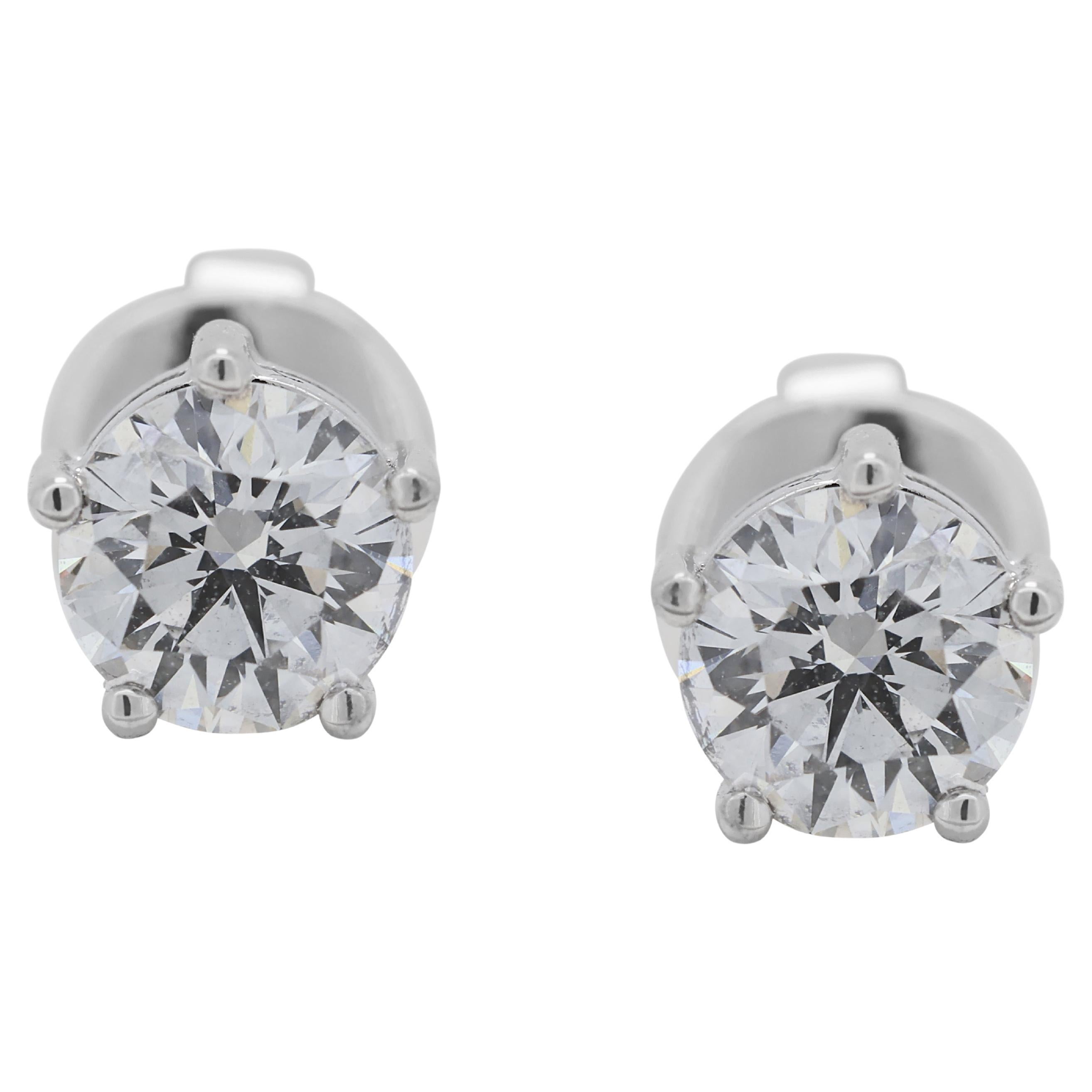 Classic 0.82ct Diamonds Stud Earrings in 18k White Gold