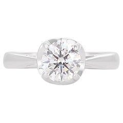 Classic 0.90ct Round Brilliant Natural Diamond Solitaire Ring in 18K White Gold