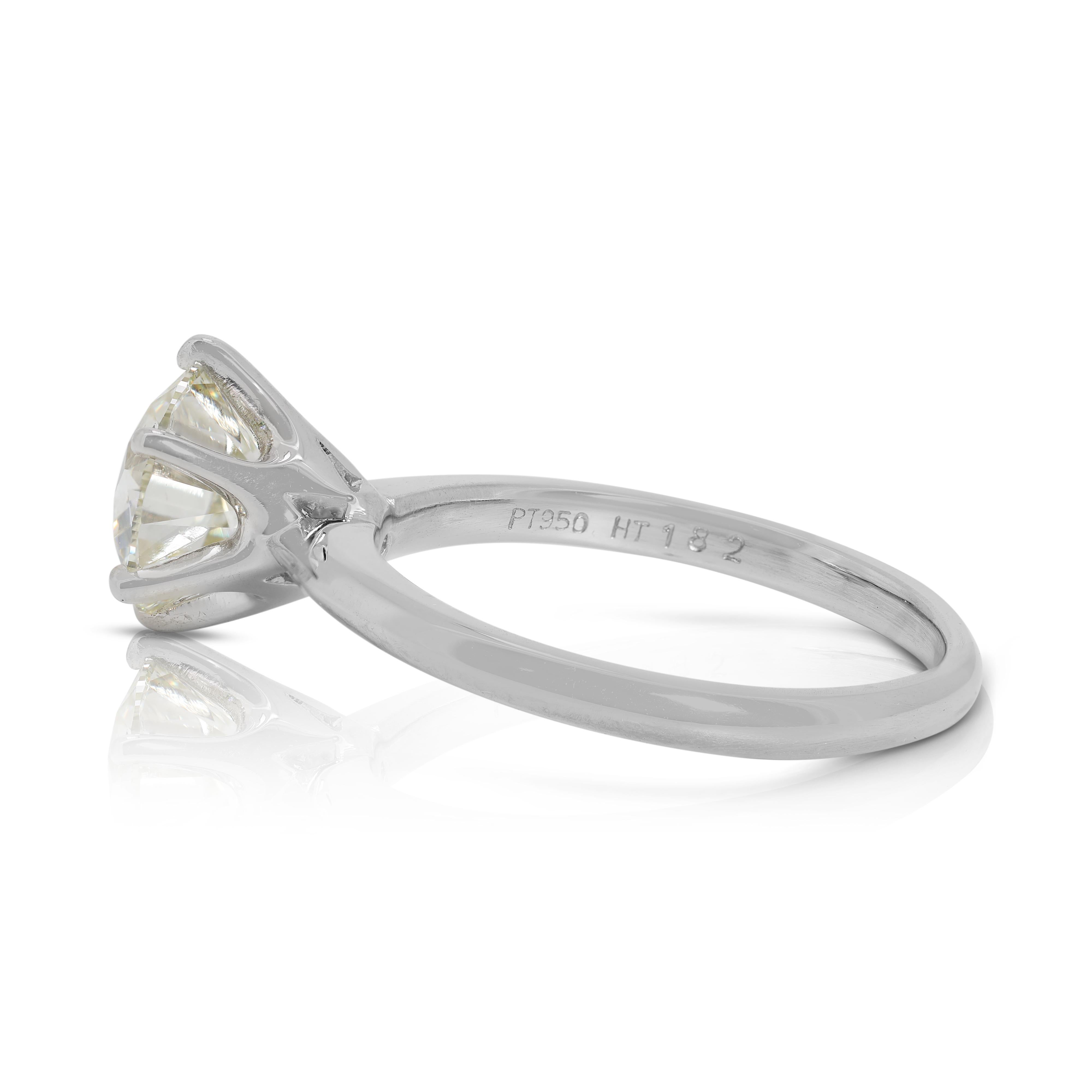 Round Cut Classic 1 carat and 82 points Natural Diamond Solitaire Ring in Platinum