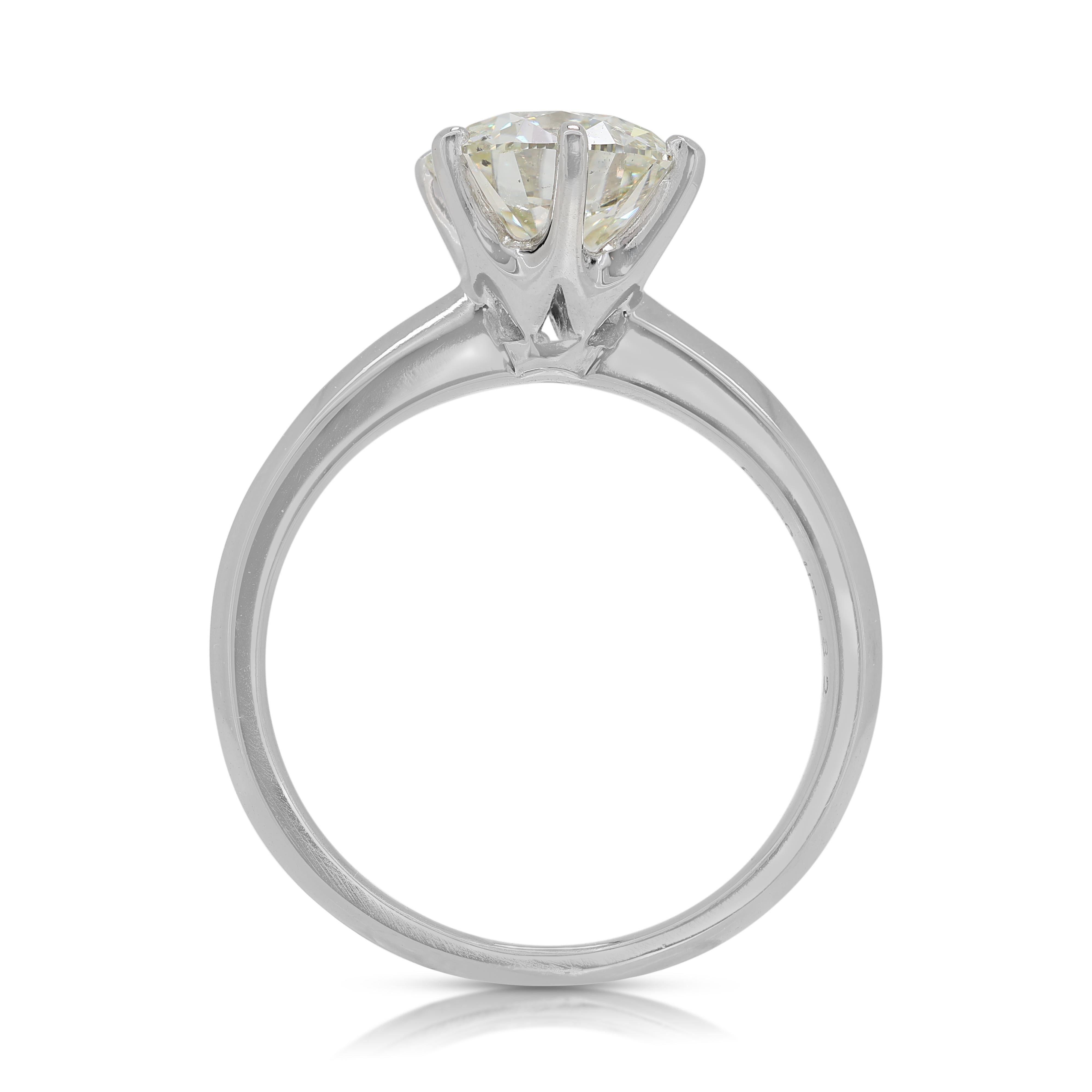 Classic 1 carat and 82 points Natural Diamond Solitaire Ring in Platinum 2