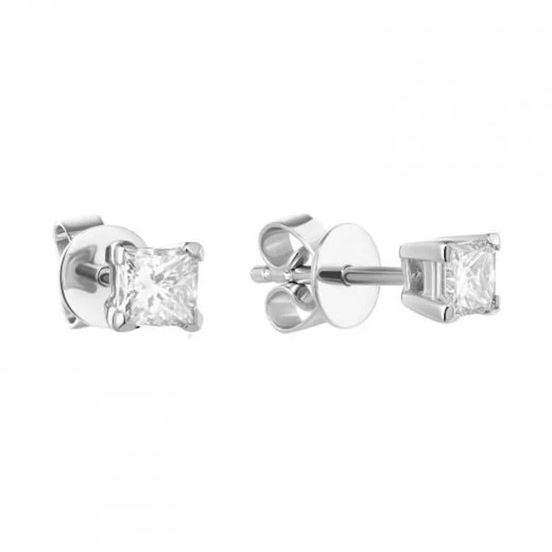 Modern Classic 1 Carat Diamond GIA White 14k Gold Earrings for Her For Sale