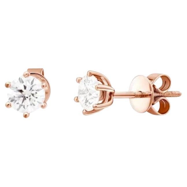 Classic 1 Carat Diamond Rose 14k Gold Earrings for Her For Sale