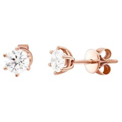 Classic 1 Carat Diamond Rose 14k Gold Earrings for Her