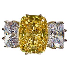 Classic 10-carat Costume Jewelry Canary Yellow and 4-carat White Diamond  Ring