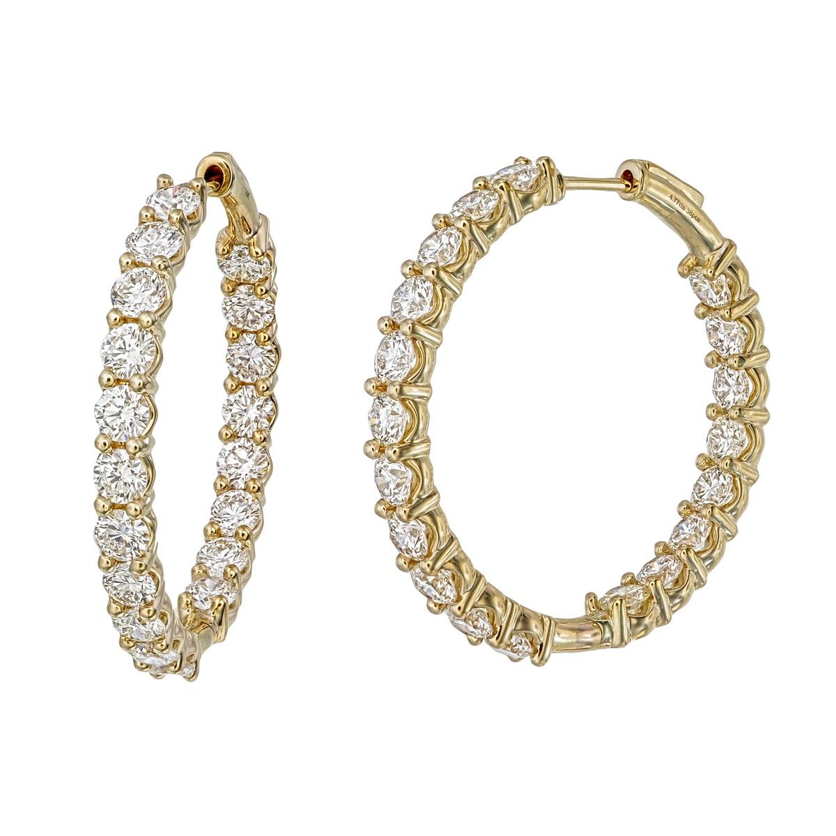 Klassische 10-Zeiger-Diamant-Ohrringe aus 18KT Gold - 3,20 Karat (Rundschliff) im Angebot