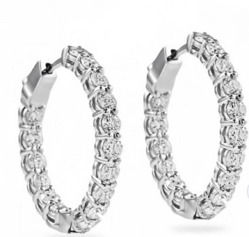 da uomo o donna Orecchini a cerchio classici con diamanti a 10 punte in oro 18KT - 3,20 carati in vendita