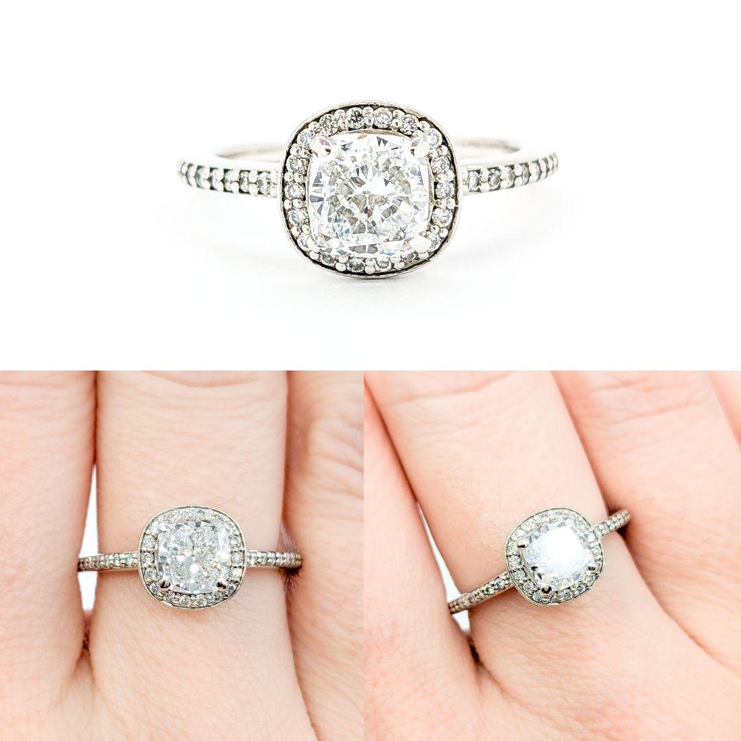 Classic 1.00ct Cushion Cut Diamond Halo Engagement Ring in White Gold

Introducing this stunning engagement ring, meticulously crafted in 14k white gold, embodying elegance and timeless beauty. The centerpiece of this exquisite ring is a magnificent