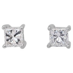 Classic 1.00ct Diamonds Stud Earrings in 18k White Gold - GIA Certified
