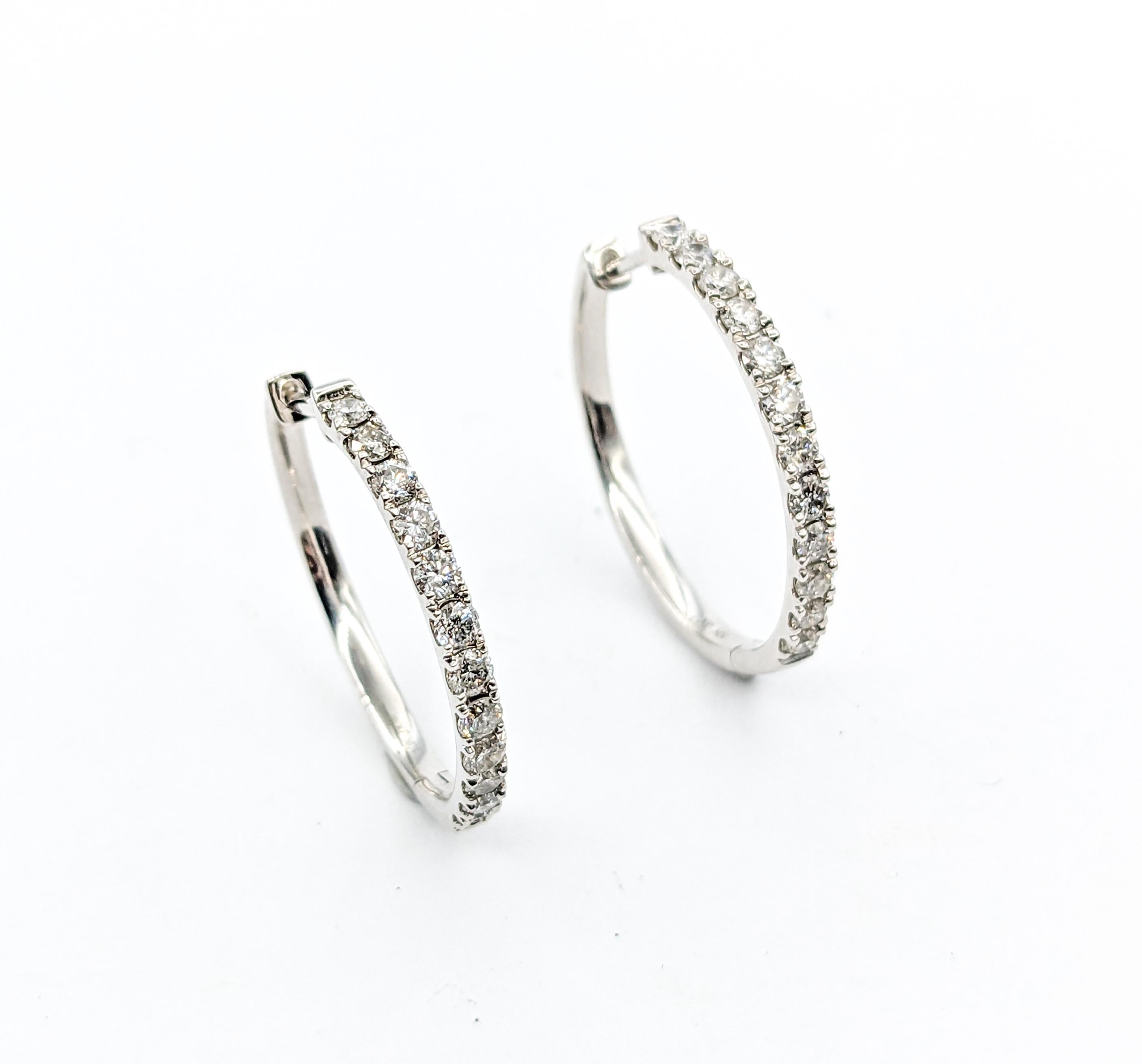 Women's Classic 1.00ctw Round Diamond Hoop Earrings For Sale