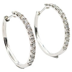 Classic 1.00ctw Round Diamond Hoop Earrings