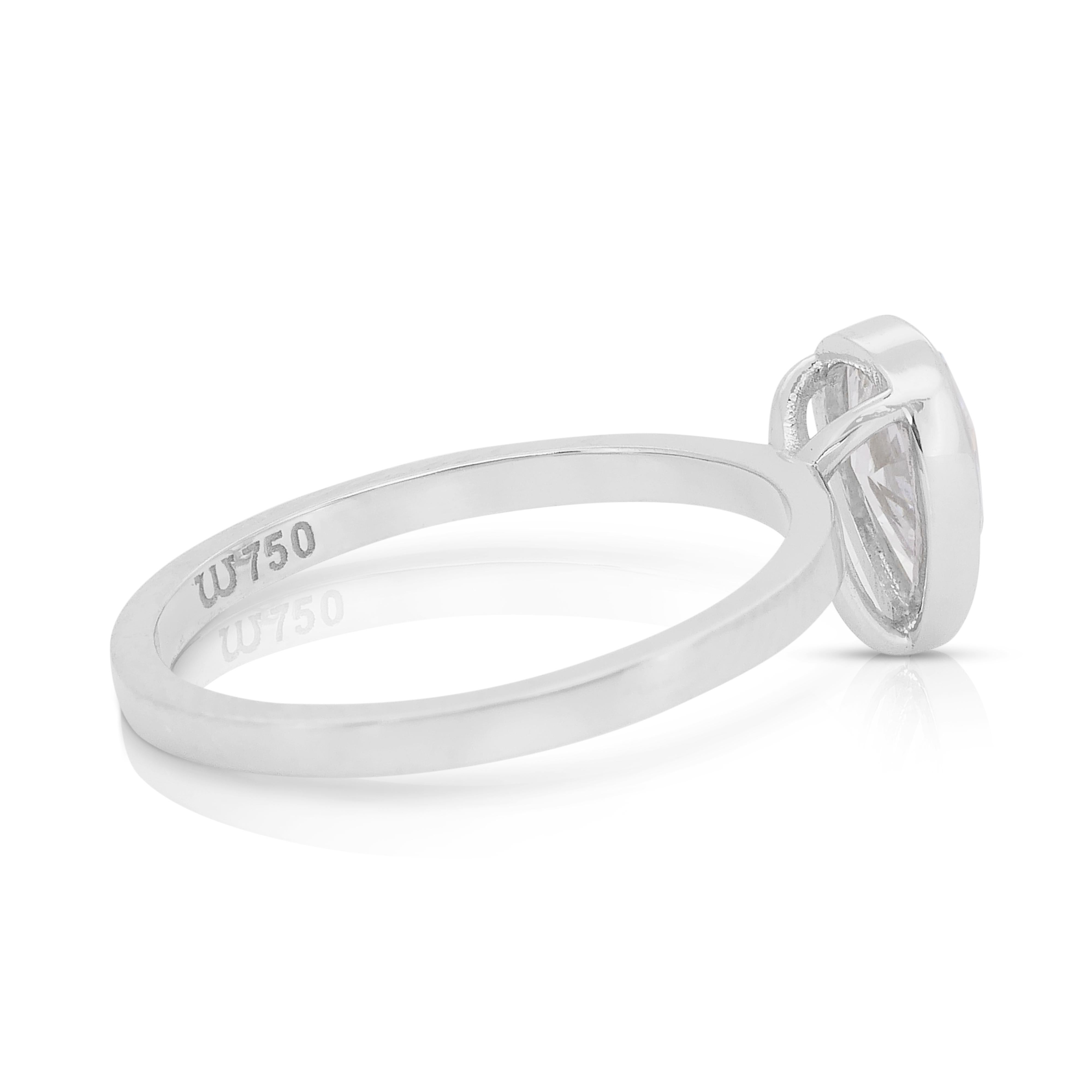 Pear Cut Classic 1.01ct Diamond Solitaire Ring in 18k White Gold - IGI Certified For Sale