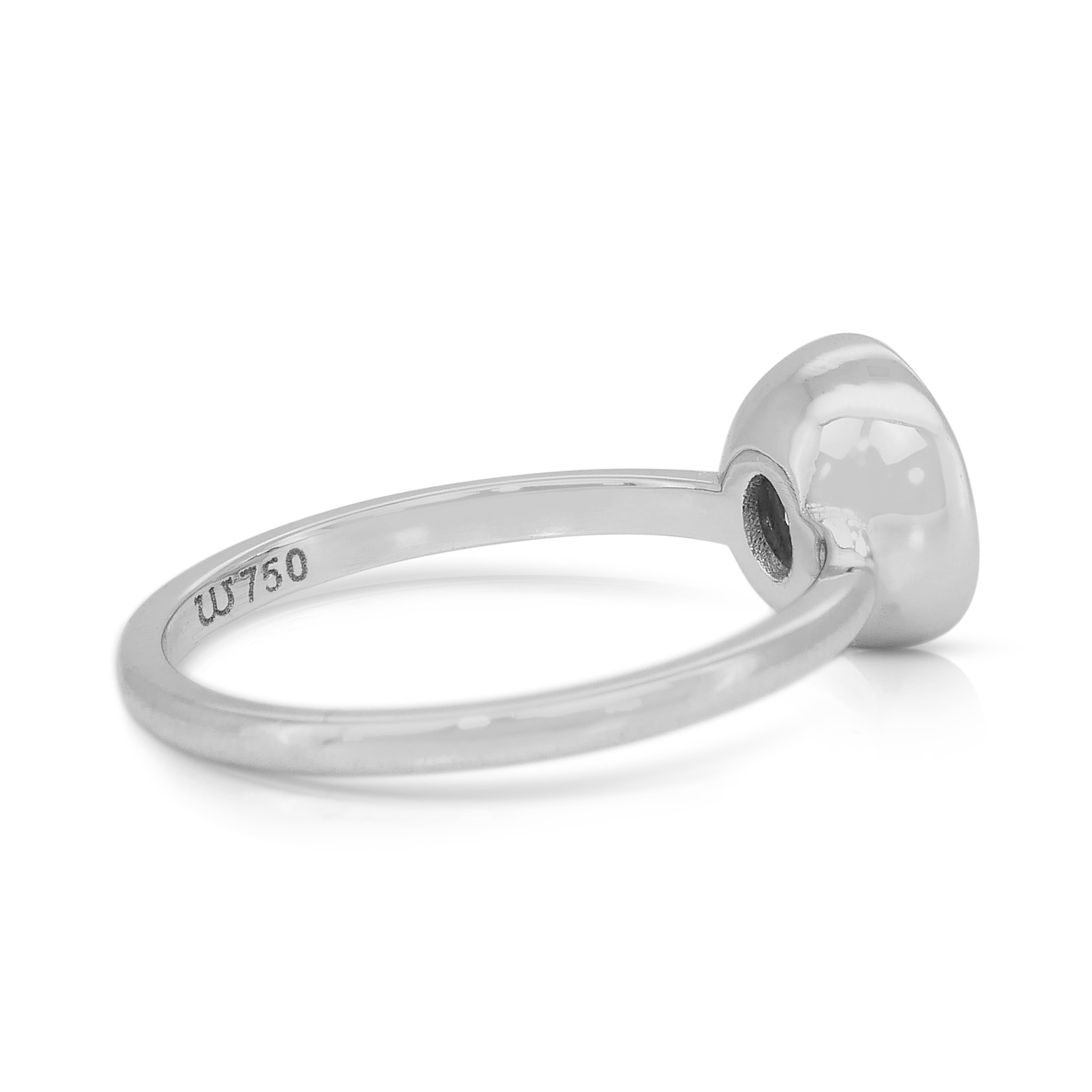 Taille ronde Bague solitaire classique en or blanc 18k avec 1,01ct de diamant - certifié IGI en vente