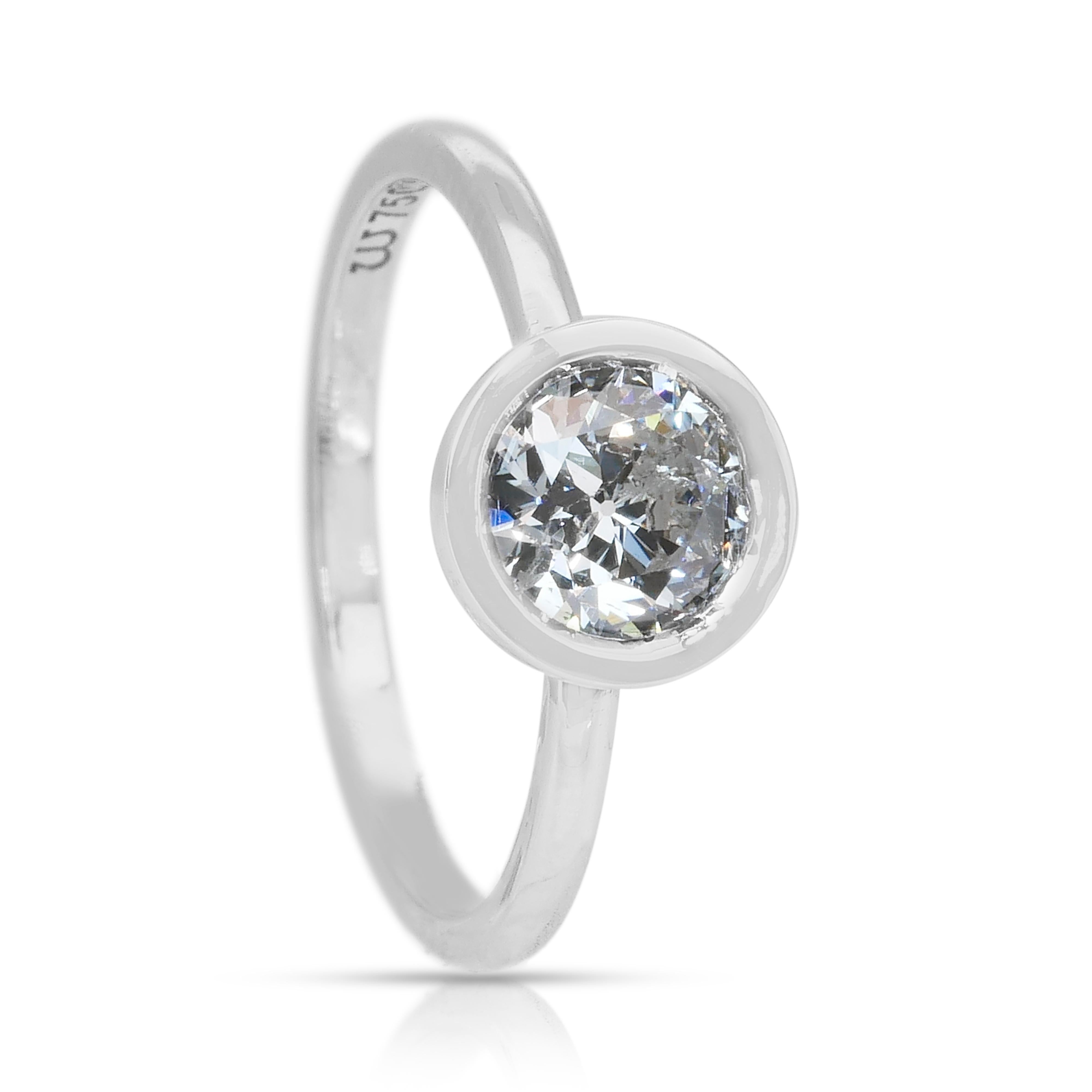 Bague solitaire classique en or blanc 18k avec 1,01ct de diamant - certifié IGI en vente 2