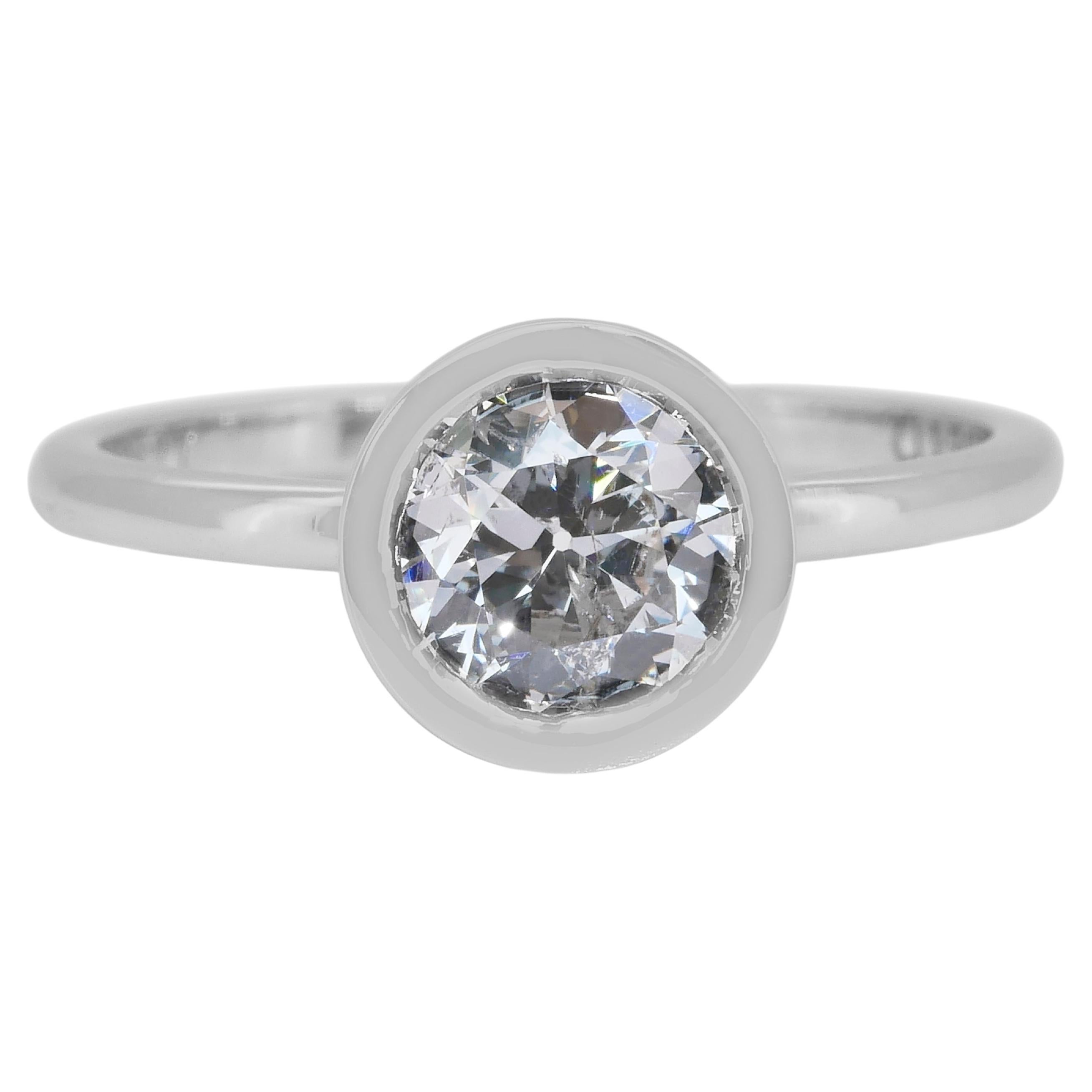 Anello classico con solitario di diamanti da 1,01 carati in oro bianco 18 carati - Certificato IGI