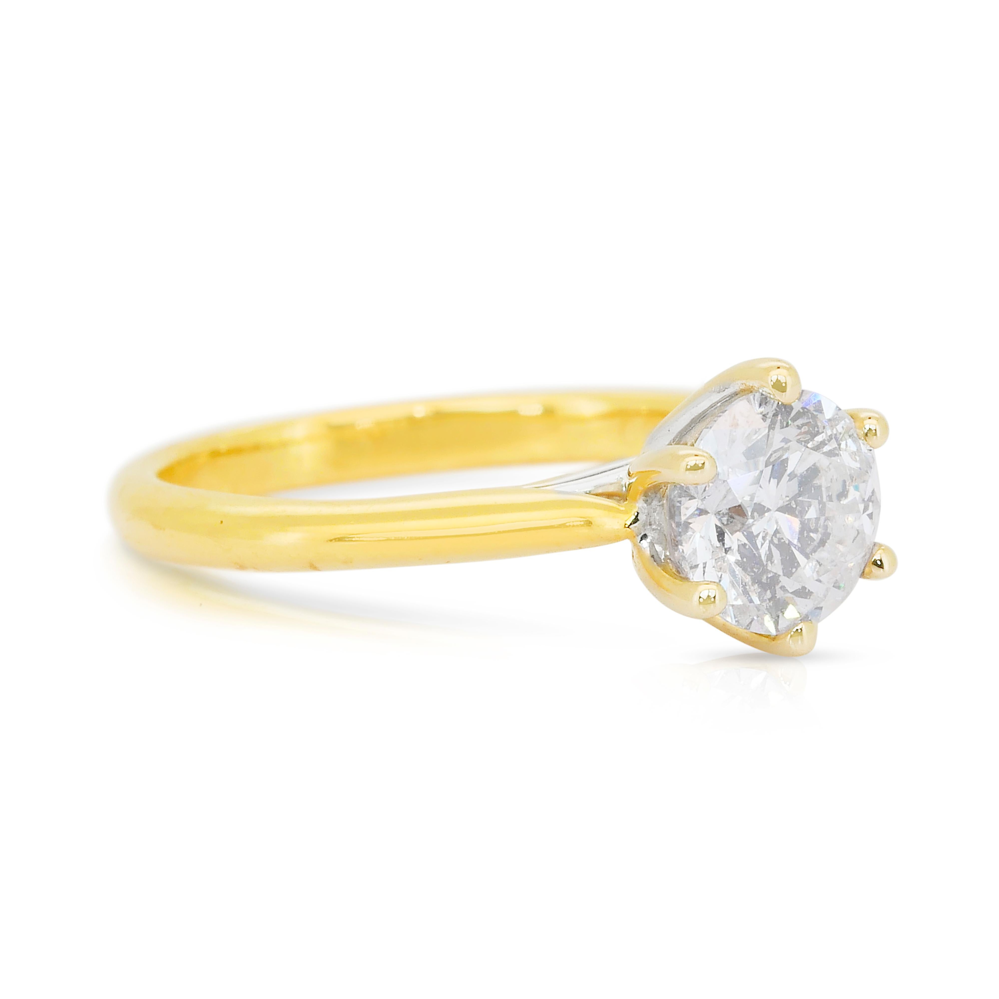 Bague solitaire classique en or blanc et jaune 18k avec 1,01ct de diamant - certifié IGI Neuf - En vente à רמת גן, IL