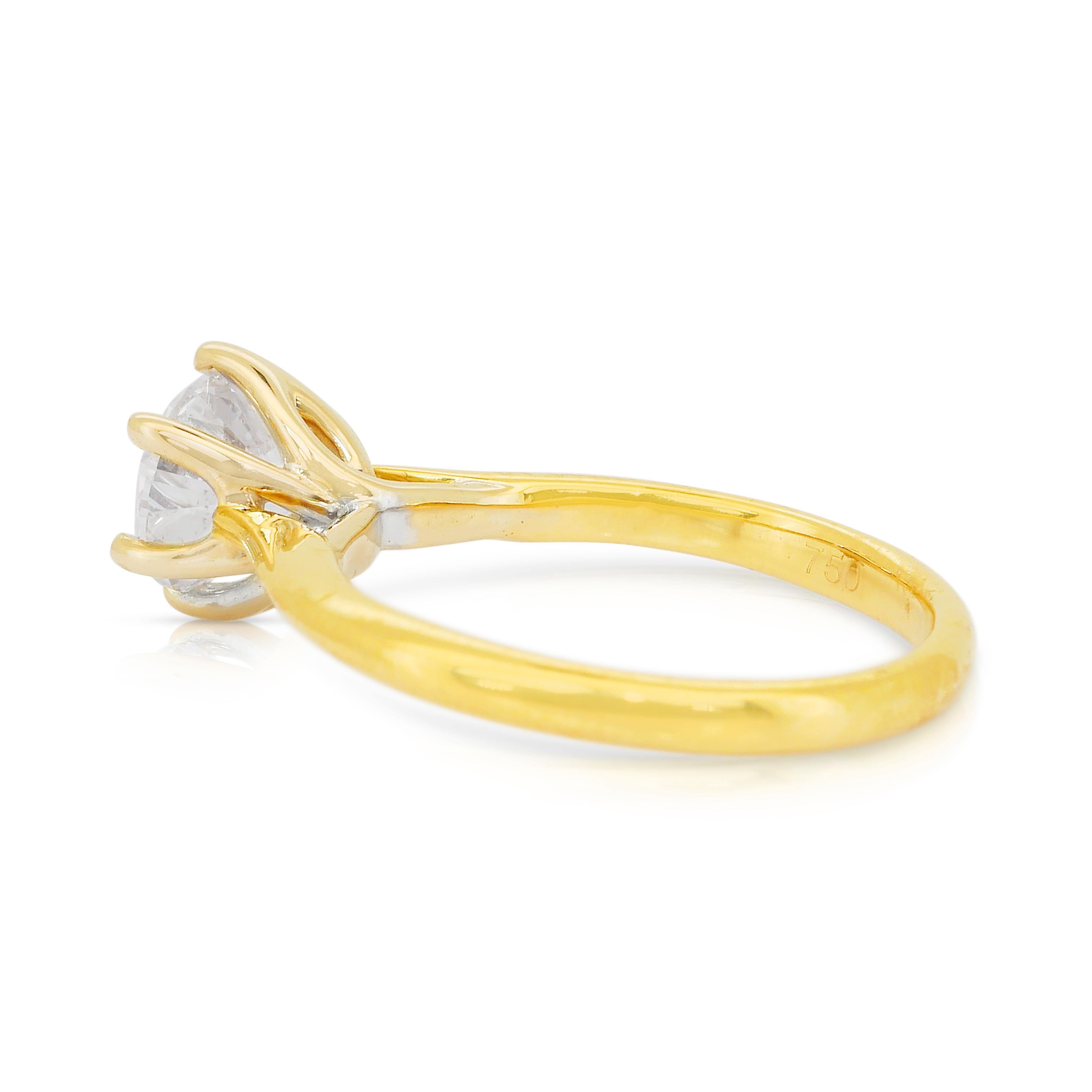 Bague solitaire classique en or blanc et jaune 18k avec 1,01ct de diamant - certifié IGI Pour femmes en vente