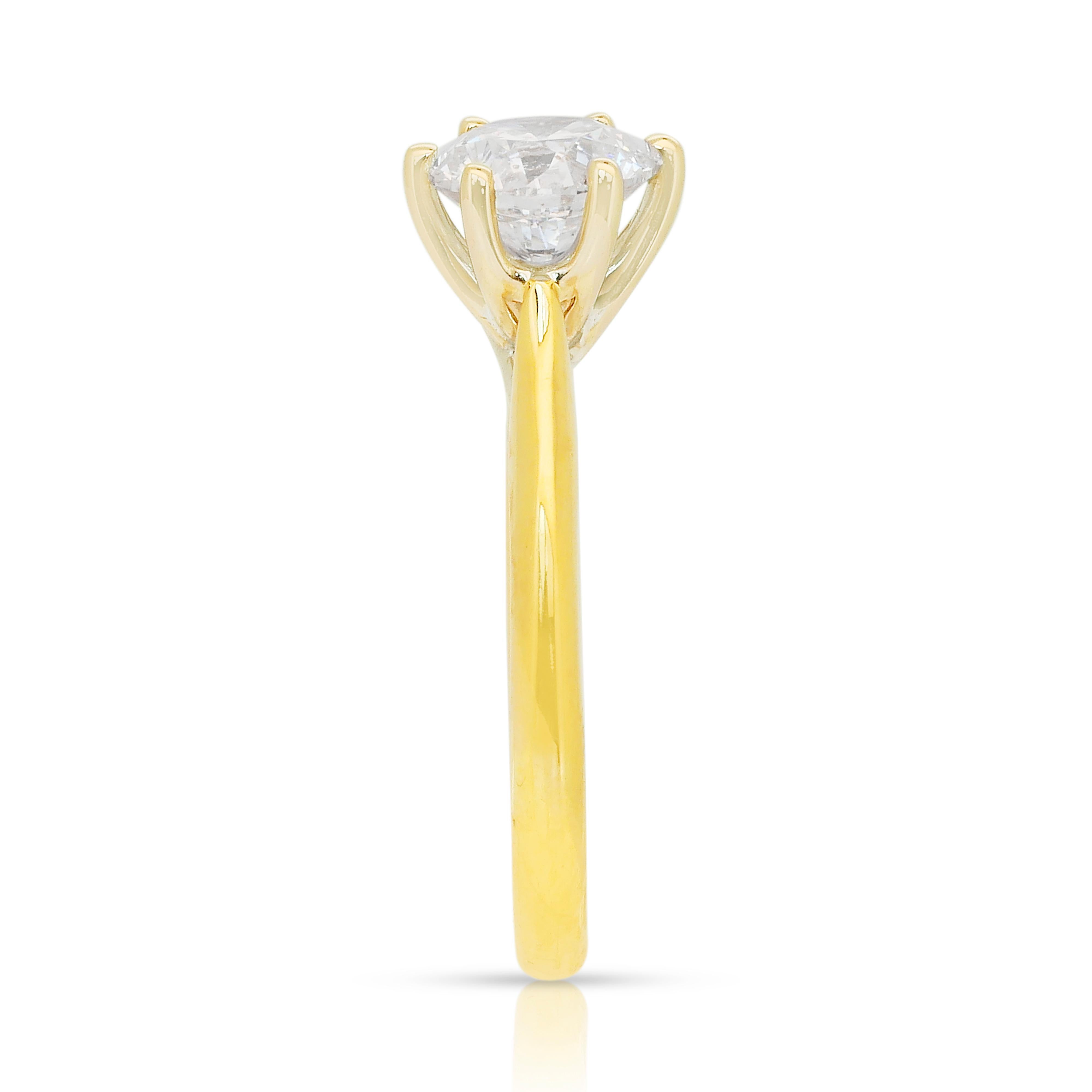 Bague solitaire classique en or blanc et jaune 18k avec 1,01ct de diamant - certifié IGI en vente 2