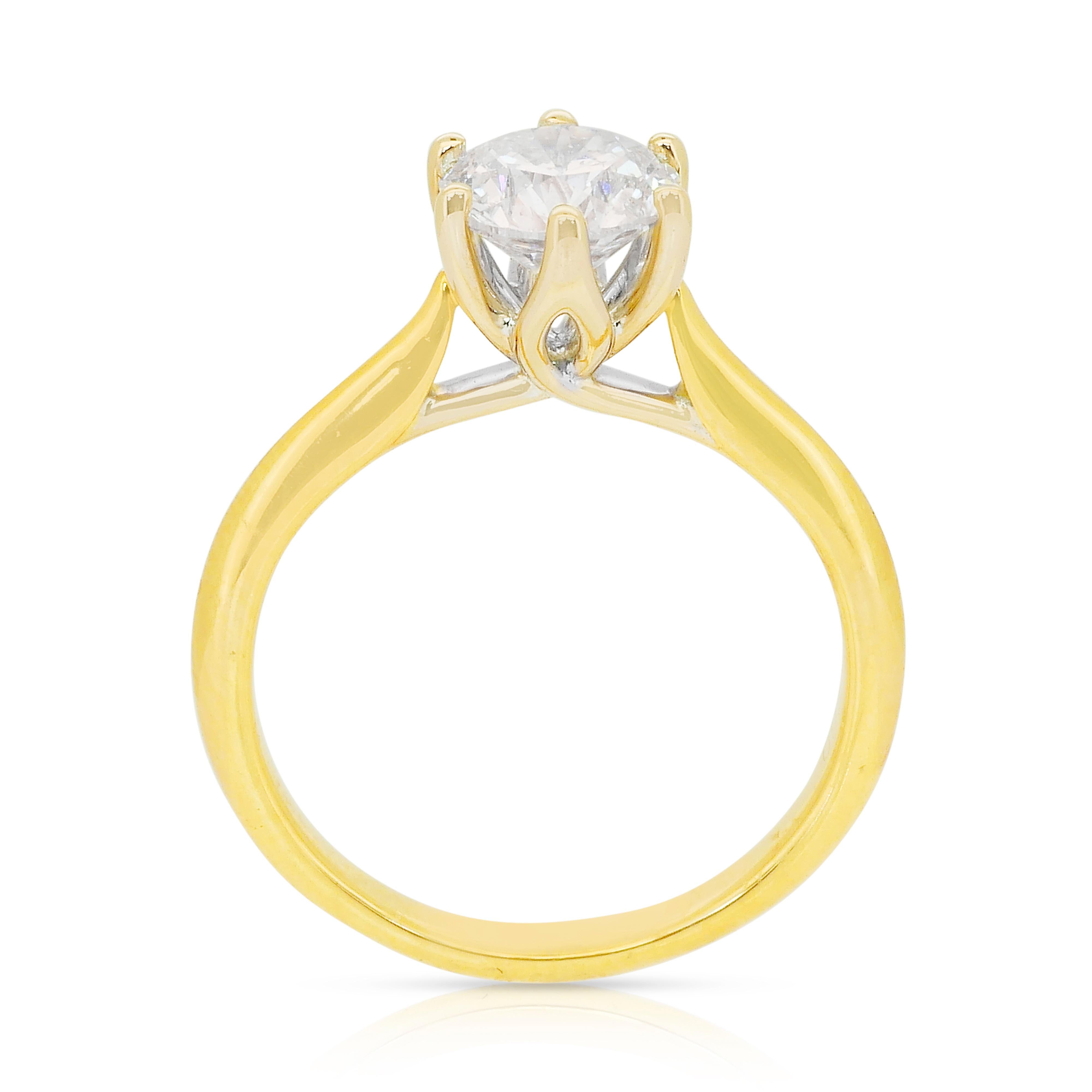 Bague solitaire classique en or blanc et jaune 18k avec 1,01ct de diamant - certifié IGI en vente 4