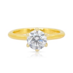 Bague solitaire classique en or blanc et jaune 18k avec 1,01ct de diamant - certifié IGI