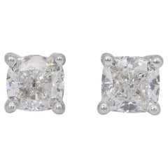 Classic 1.01ct Diamonds Stud Earrings in 18k White Gold - IGI Certified
