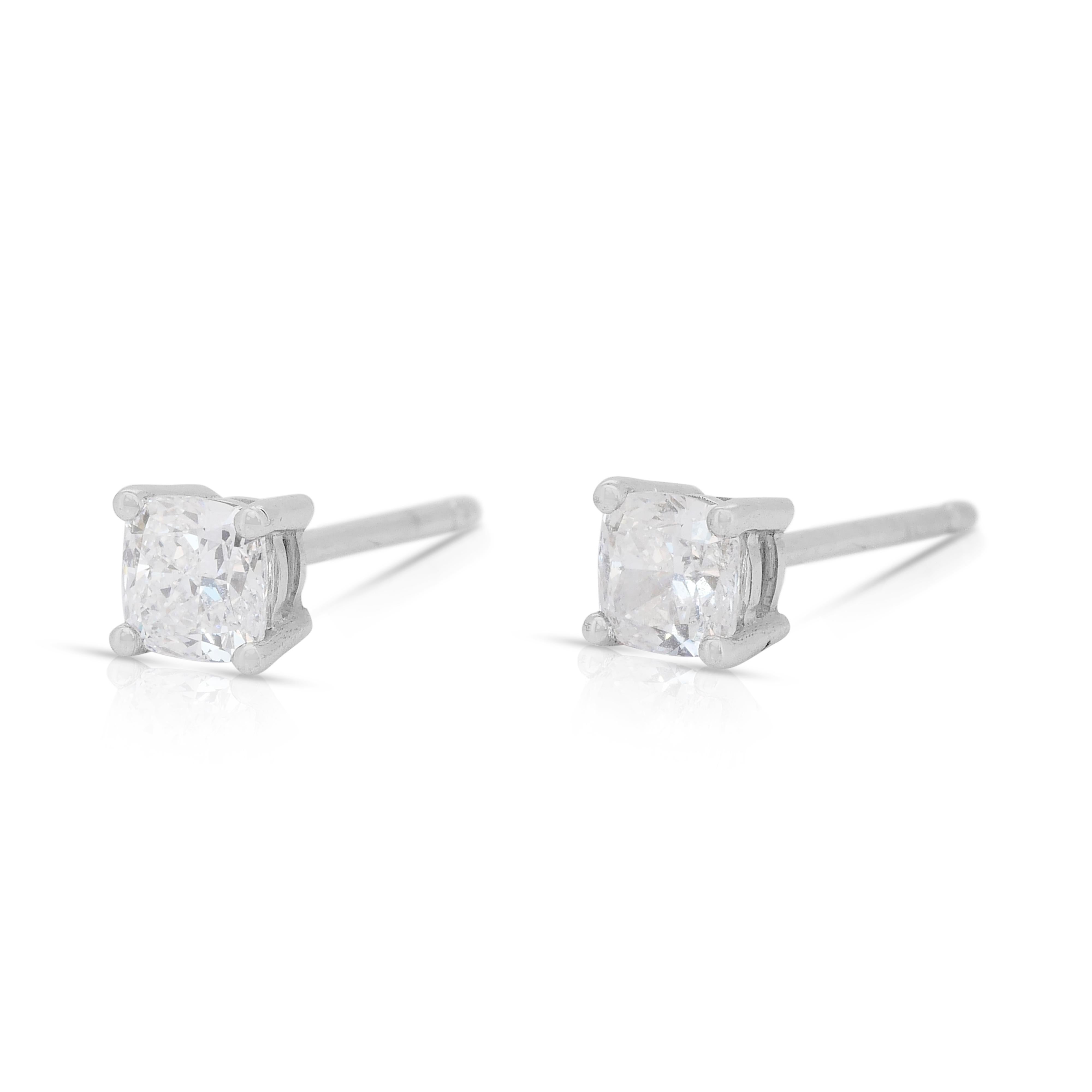 Boucles d'oreilles classiques en or blanc 18 carats avec 1,02 ct de diamants - certifiées GIA Pour femmes en vente