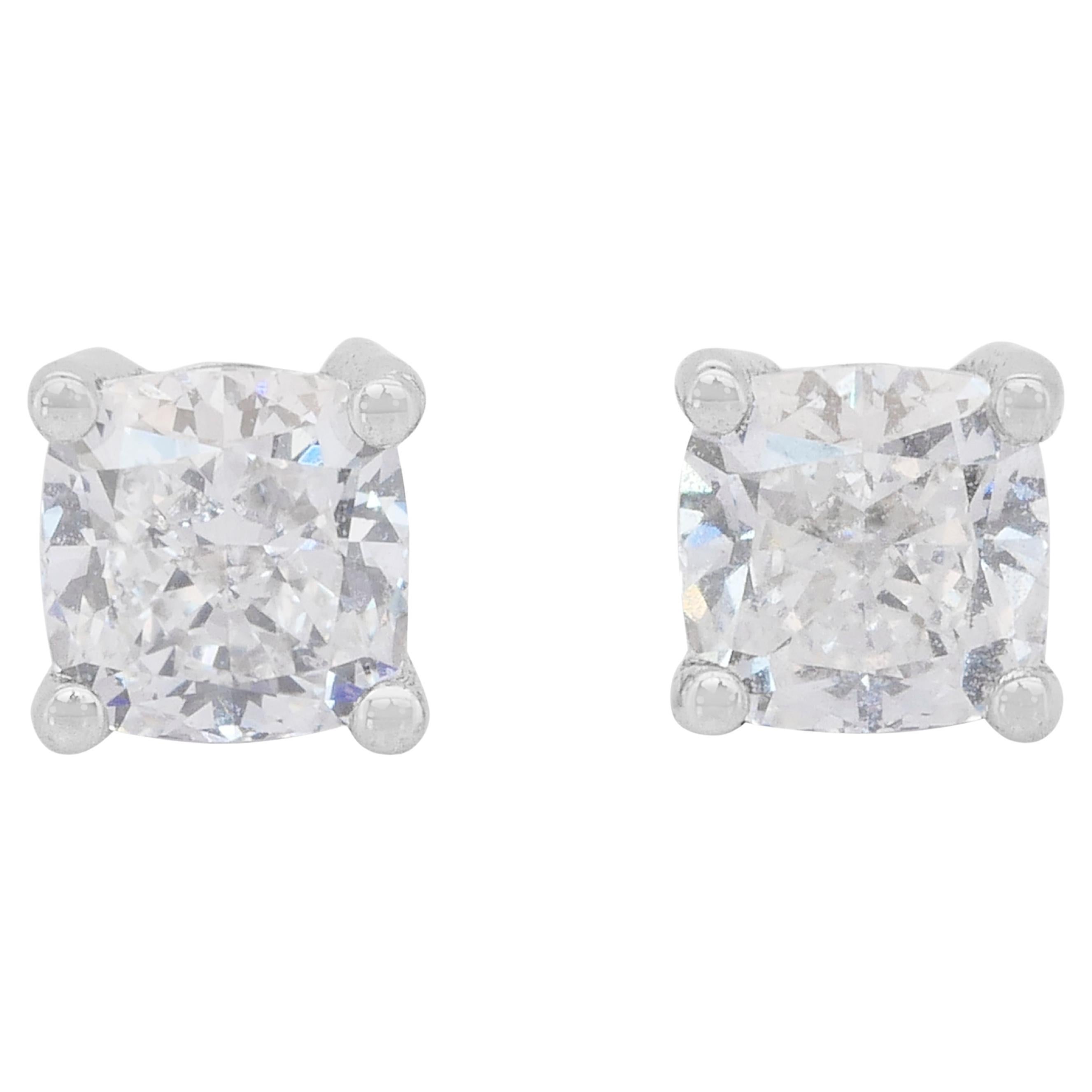 Orecchini classici con diamanti da 1,02 carati in oro bianco 18 carati - certificati GIA